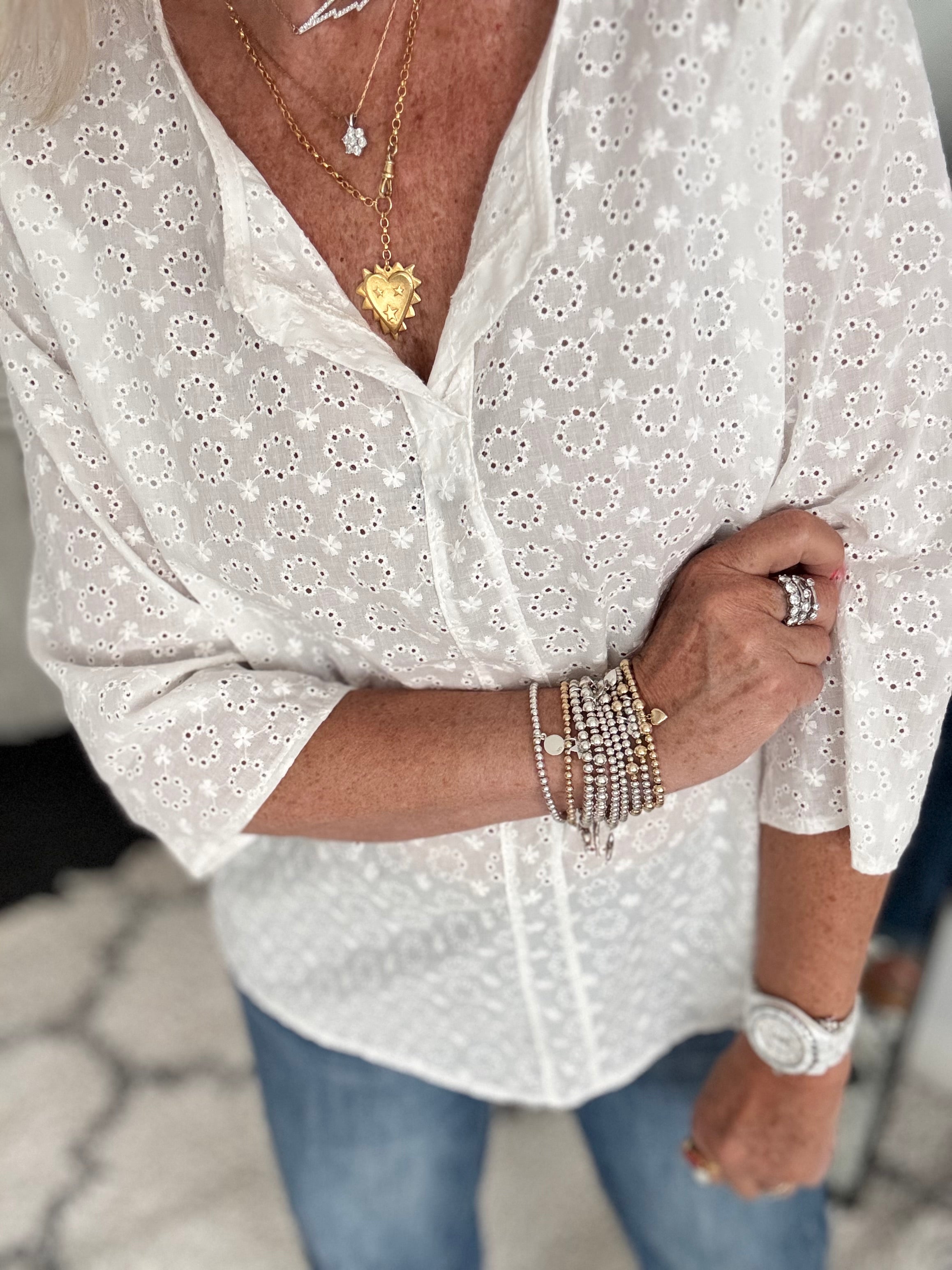 Broderie Anglaise Top in White