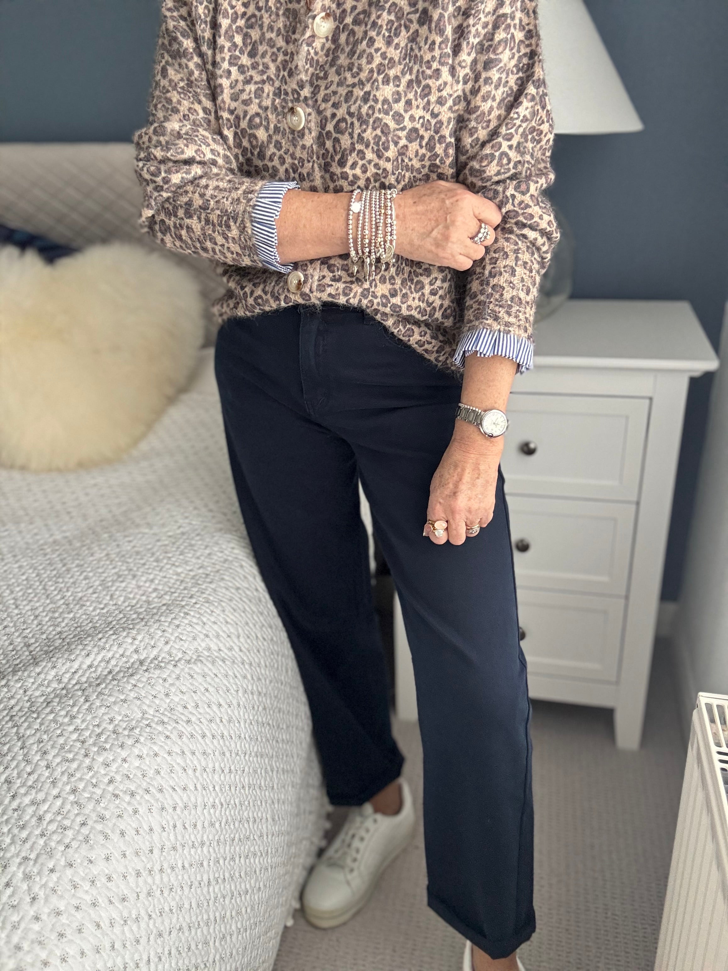 Stretch Boyfriend Jeans in Ink Navy