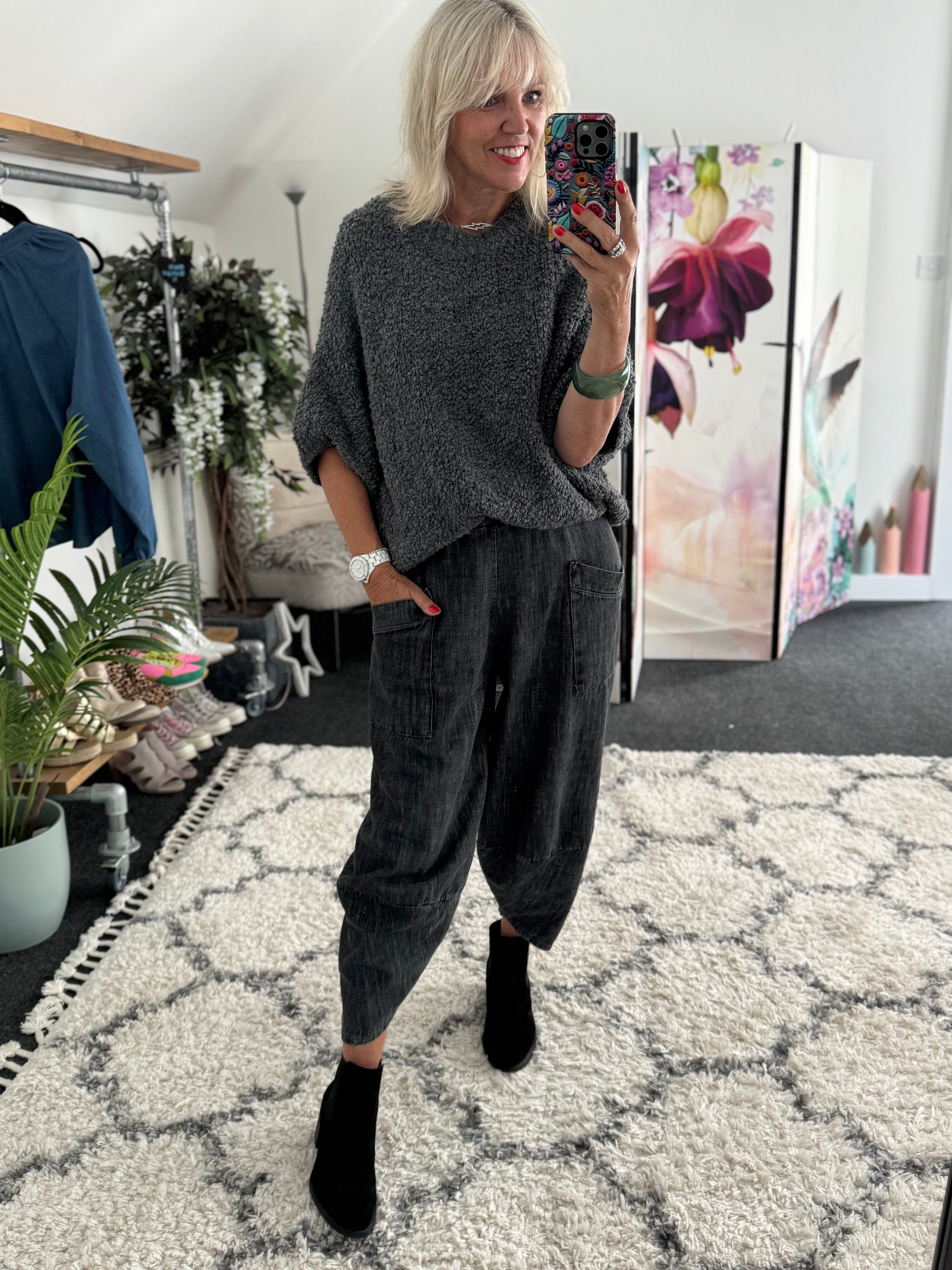 Boucle Jumper in Charcoal Grey