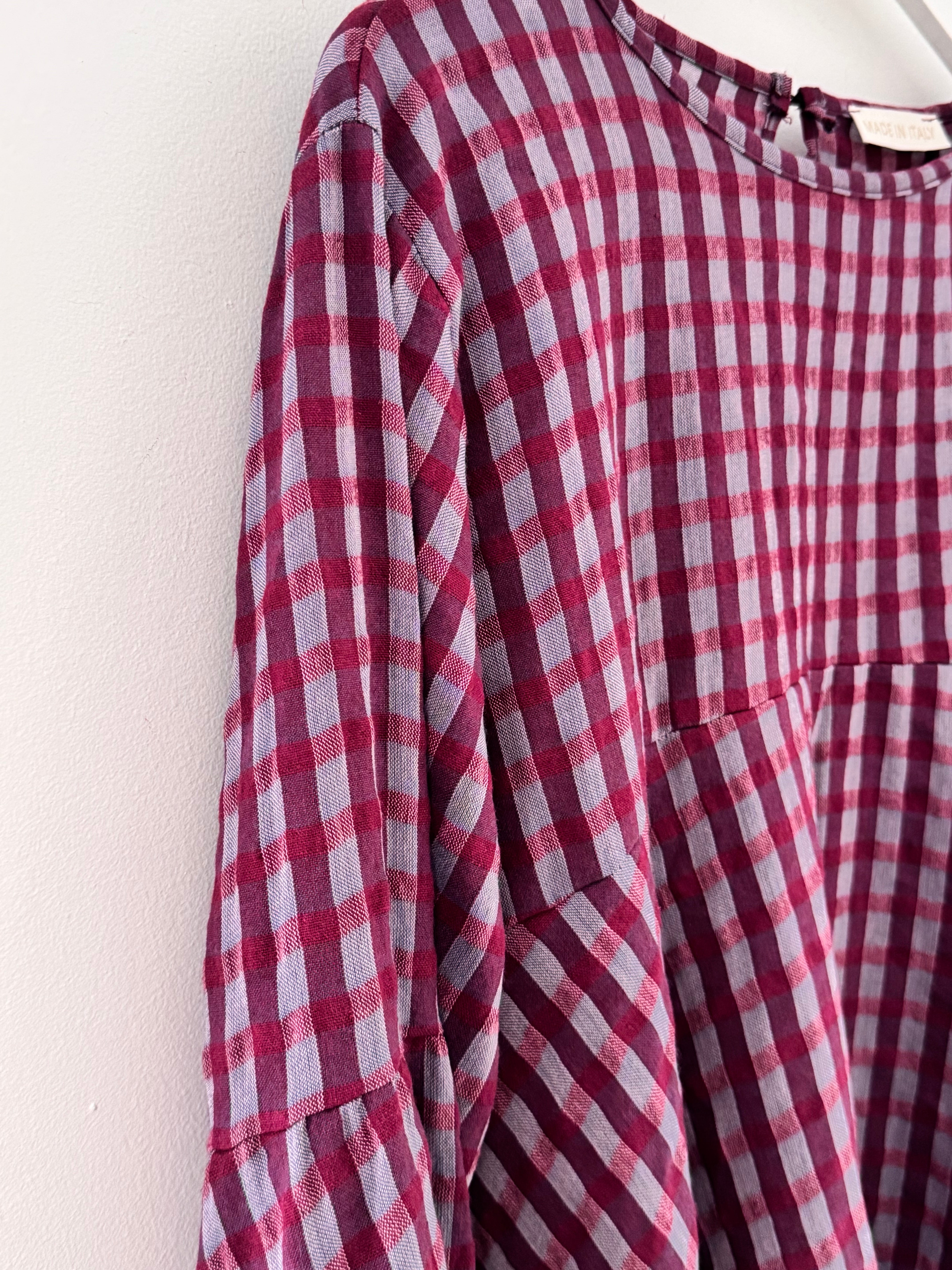 Oversized Check Top in Plum