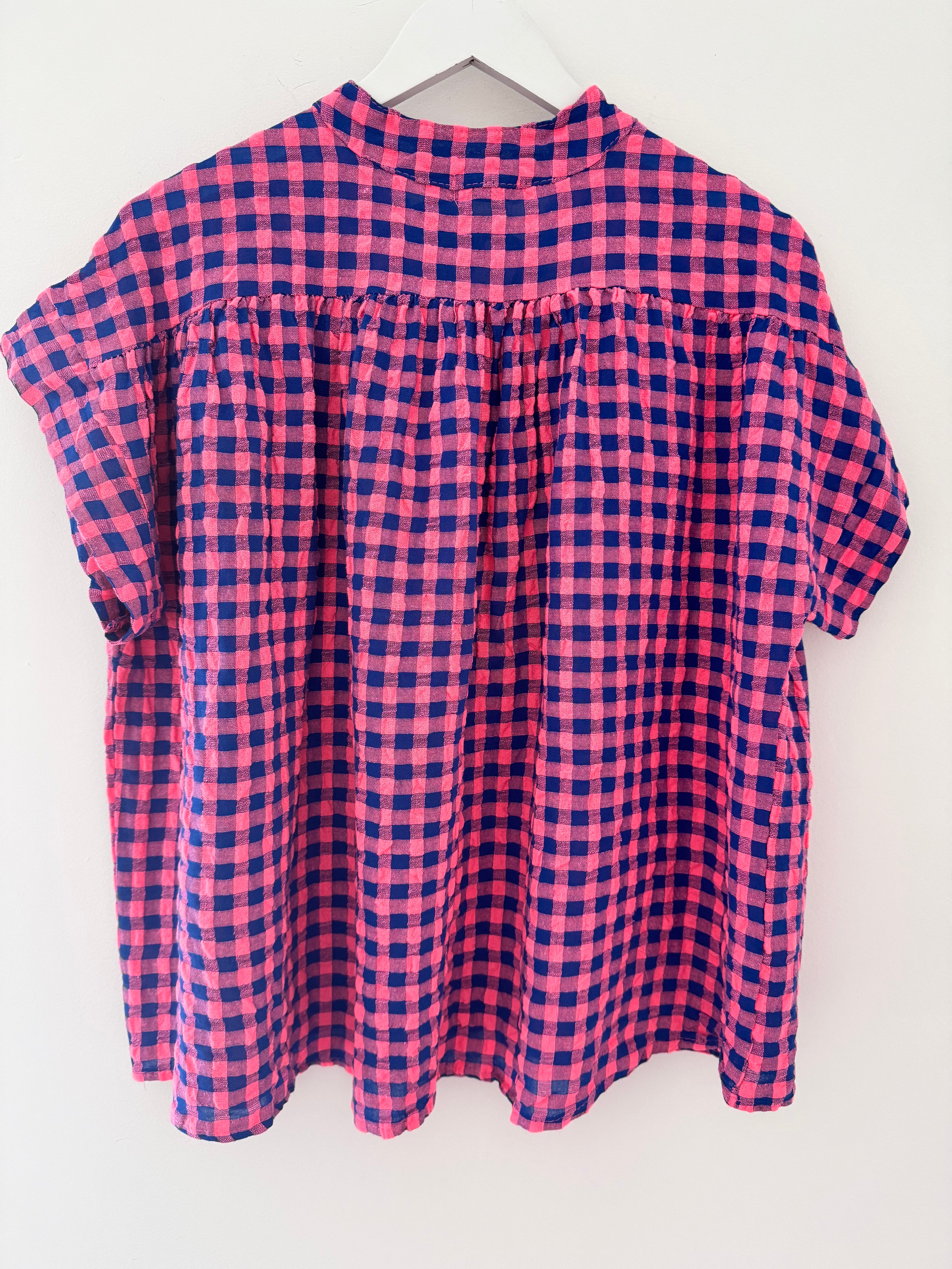 Check Top in Pink & Blue