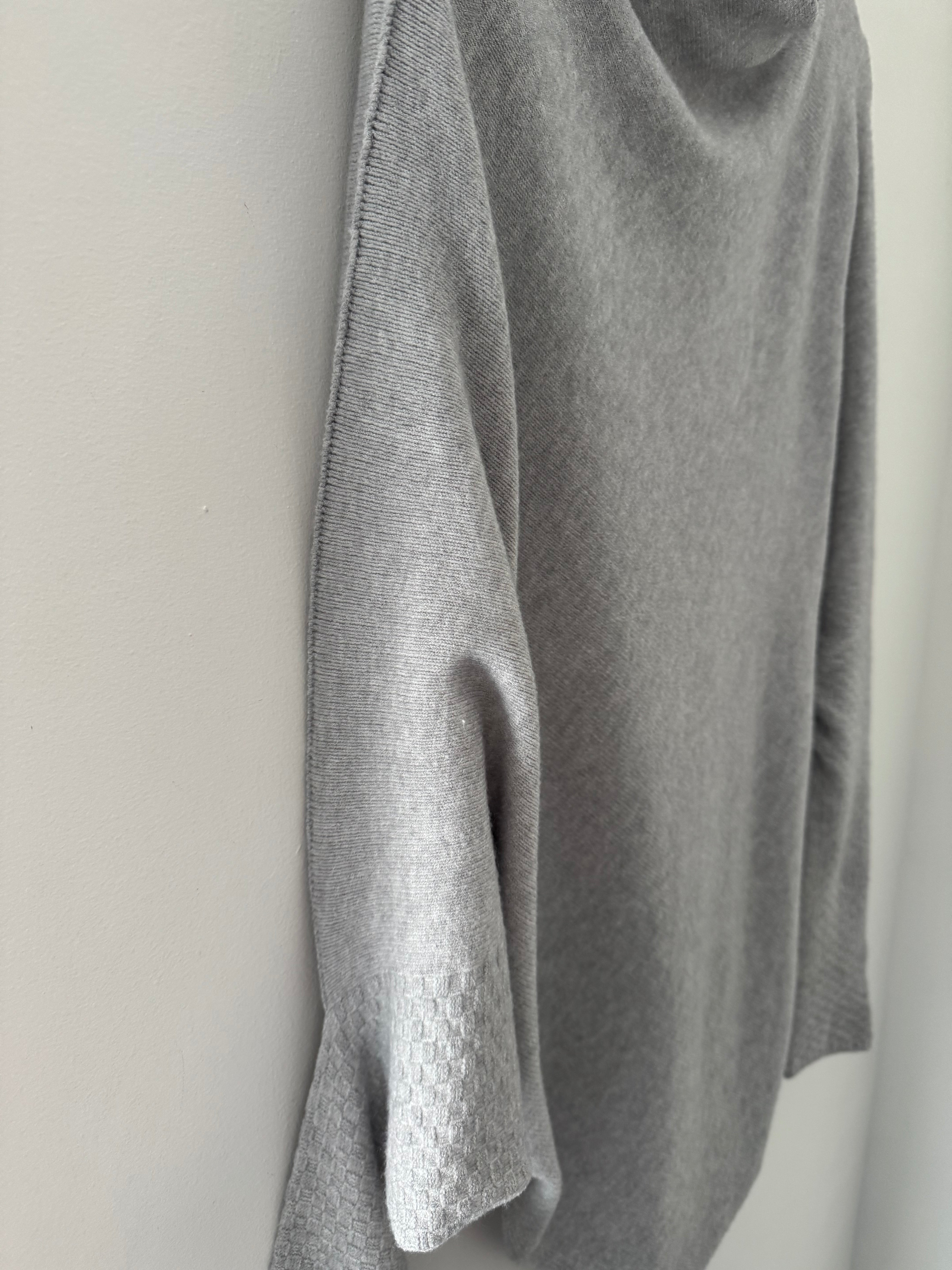 Cowl Neck Asymmetric Jumper in Light Grey