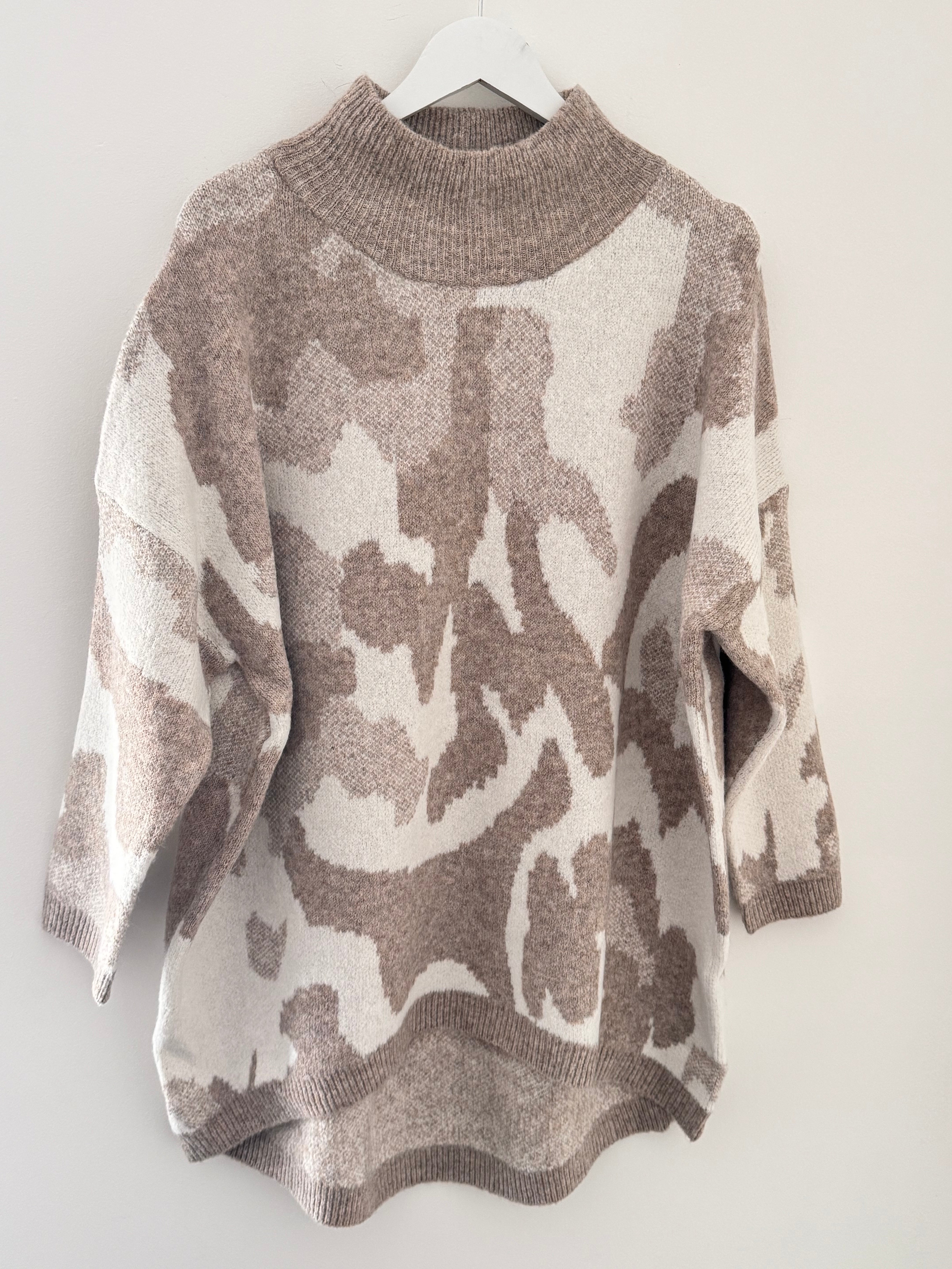 Luxe Jumper in Mocha & Ecru Camo
