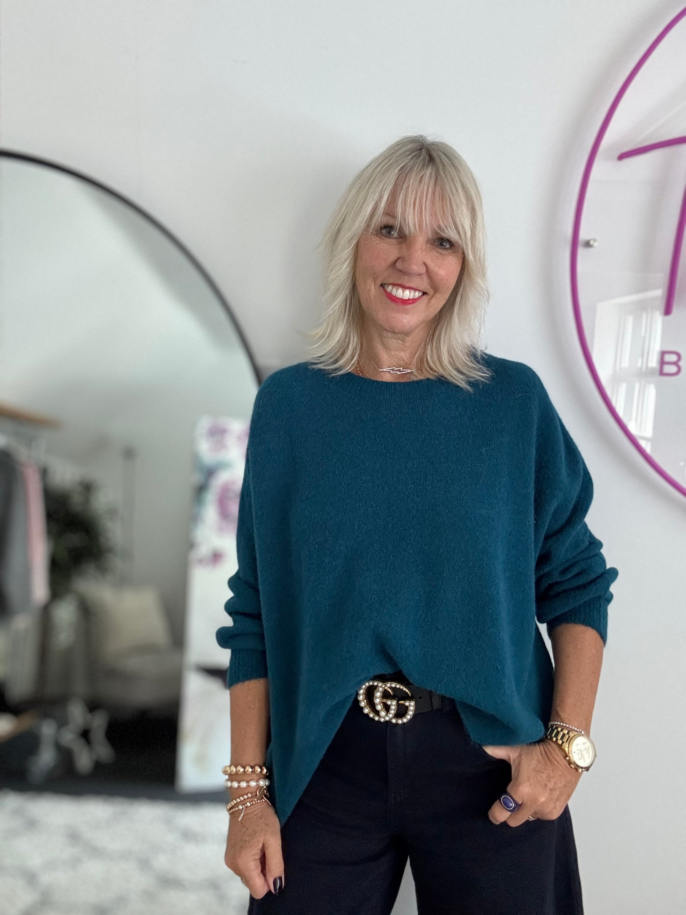 Luxe Slouchy Alpaca Jumper in Teal