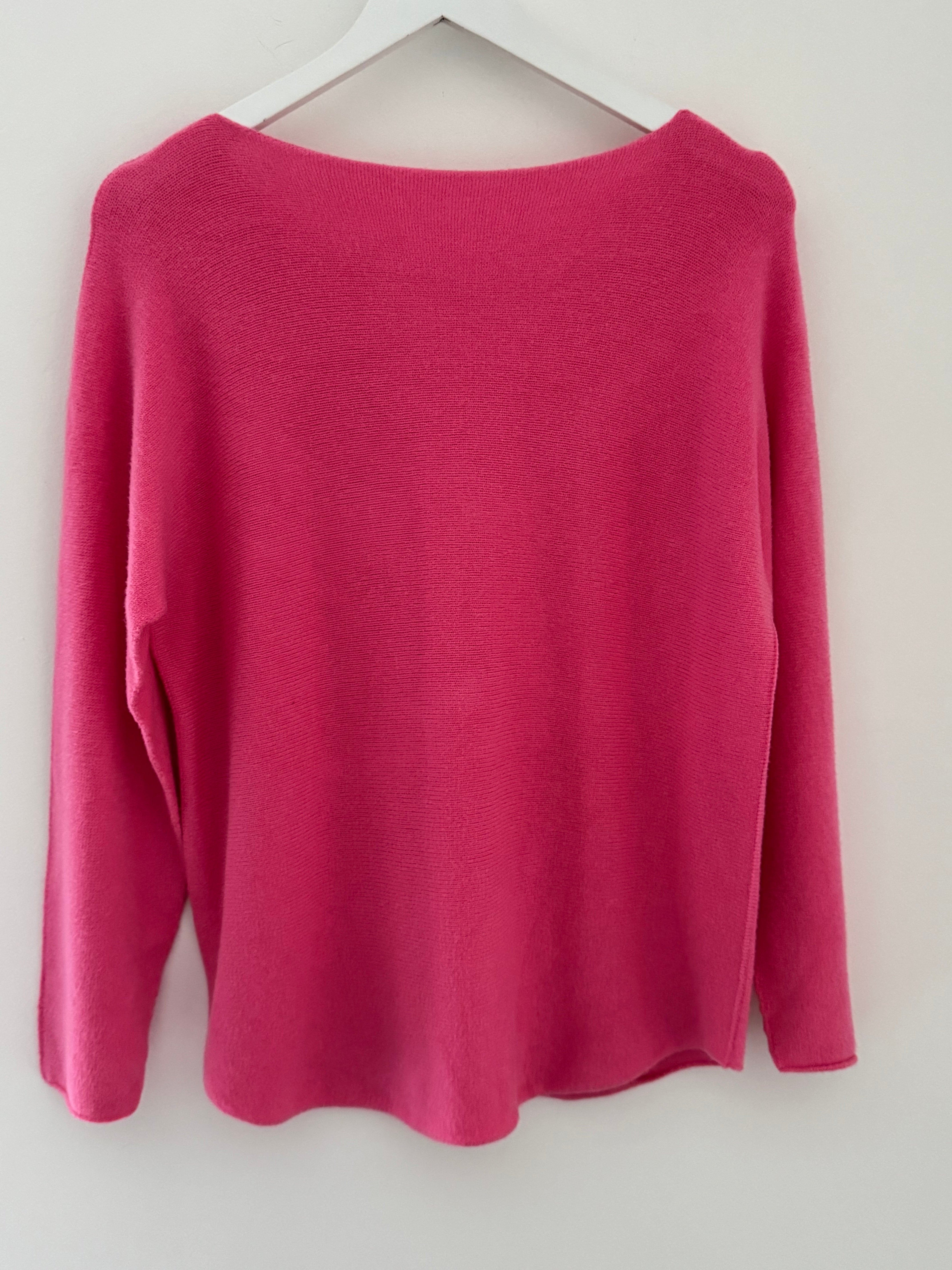 Simple Round Neck Jumper in Bubblegum Pink