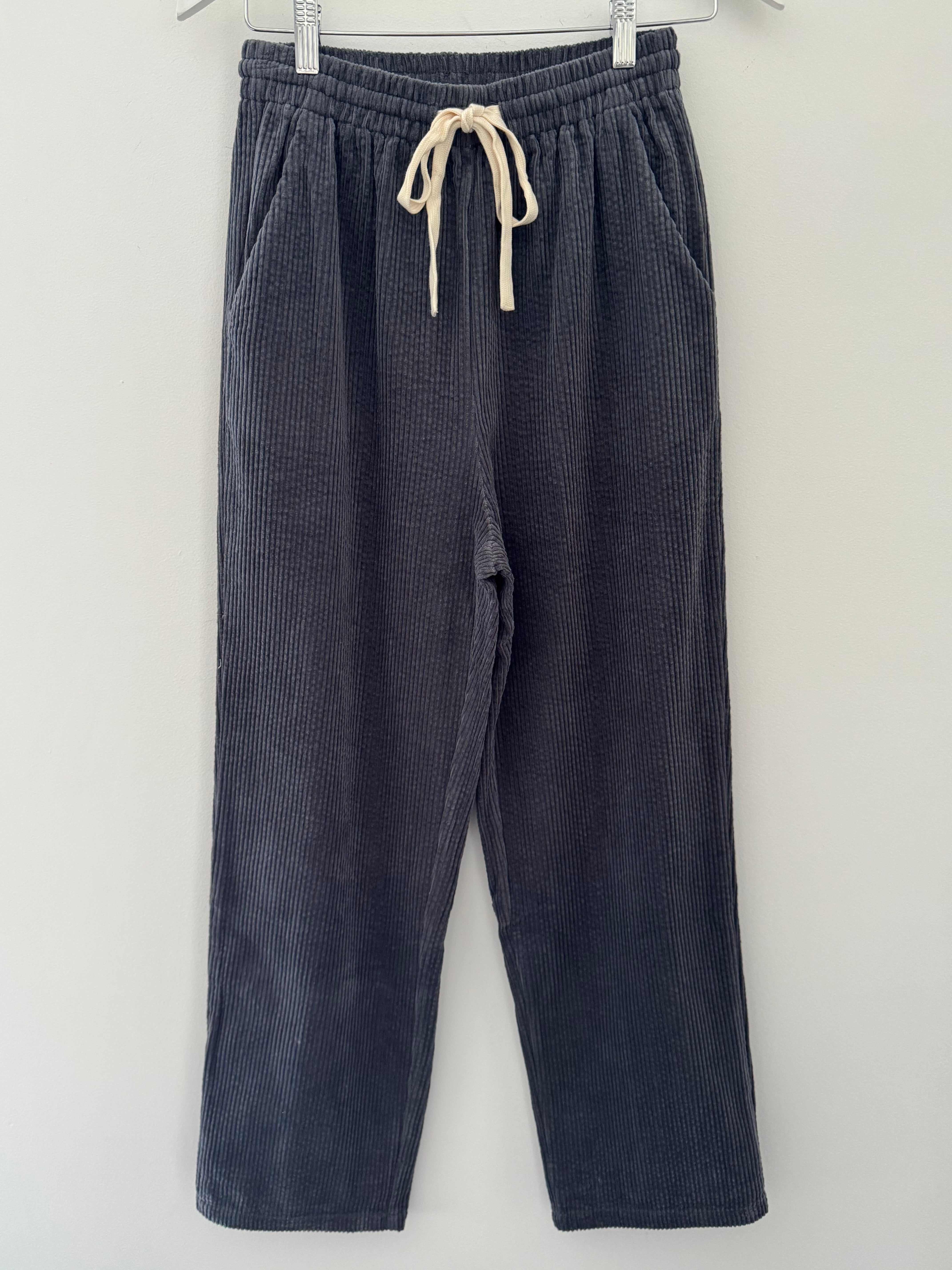 Luxe Cord Joggers in Deep Grey