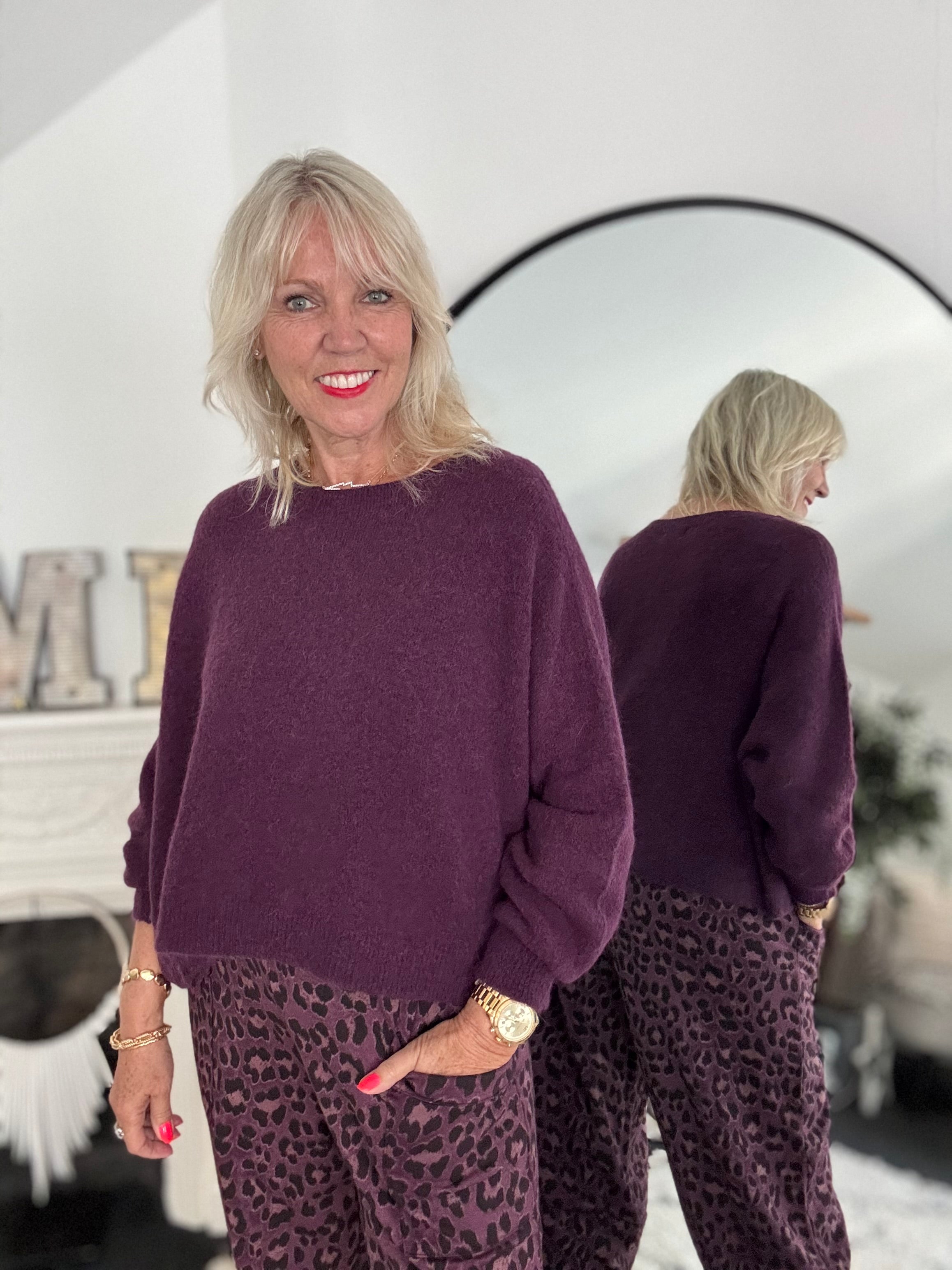 Luxe Slouchy Alpaca Jumper in Plum