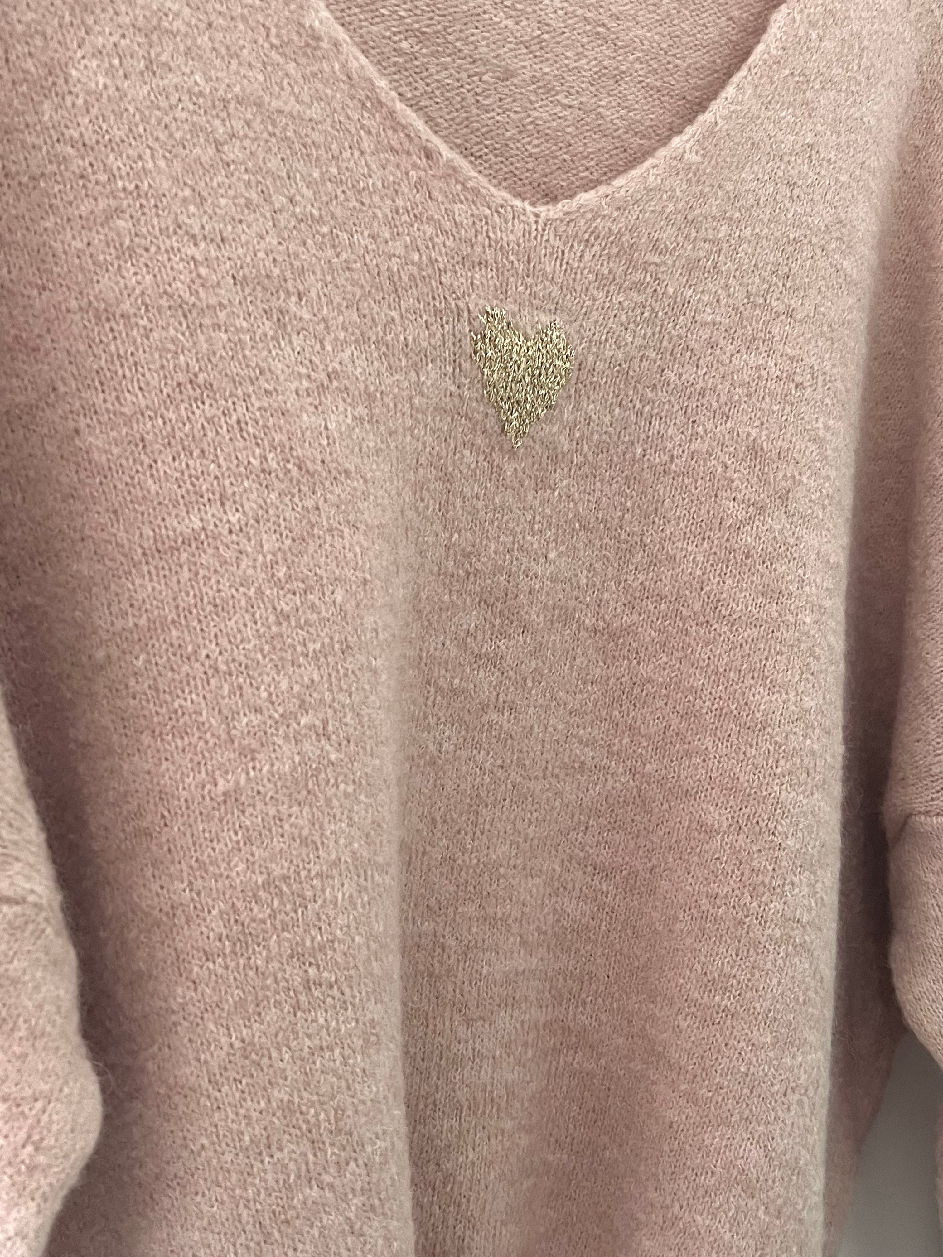 Cosy Heart Jumper in Soft Pink
