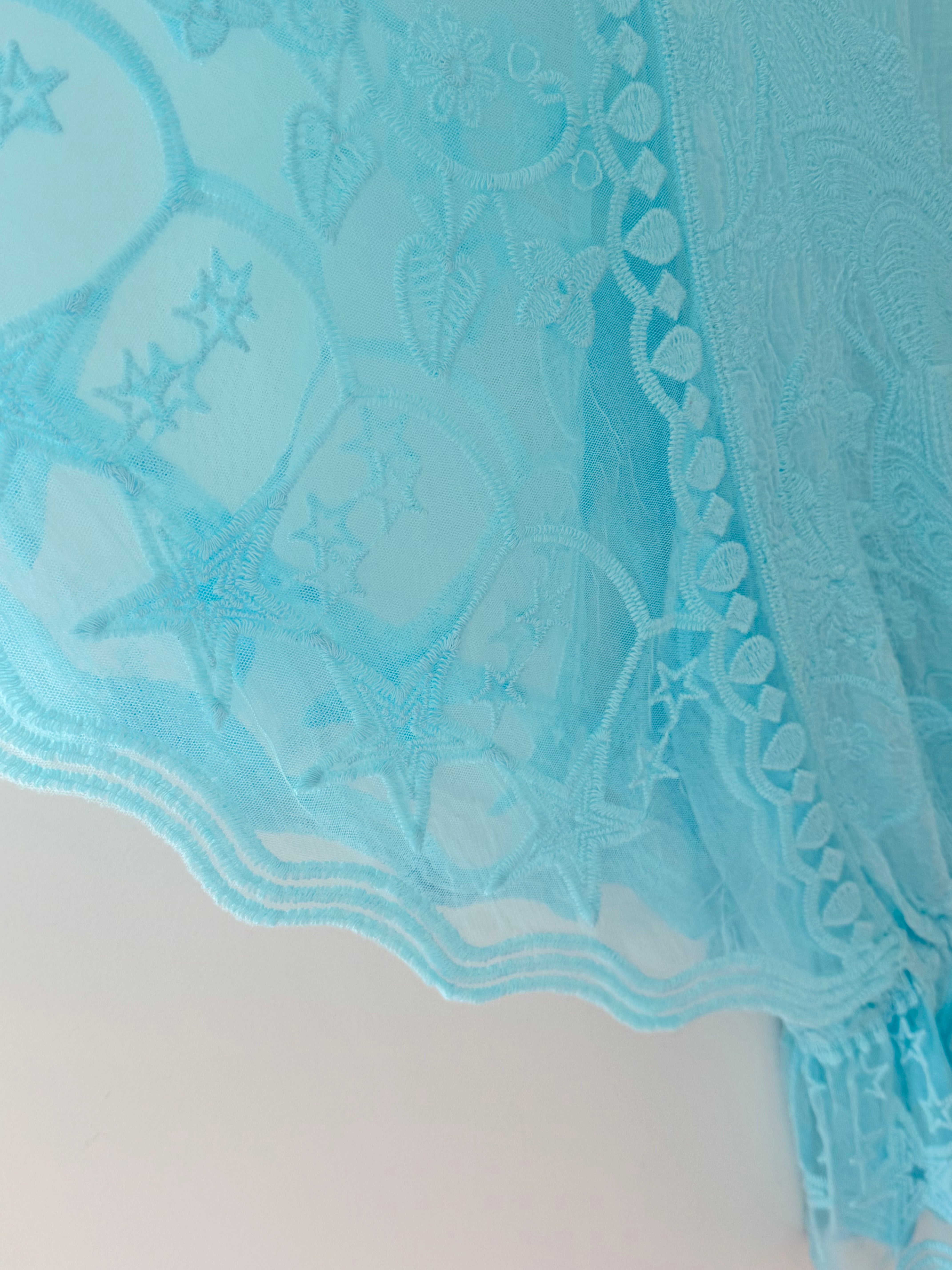 Lace Butterfly & Star Top in Aqua