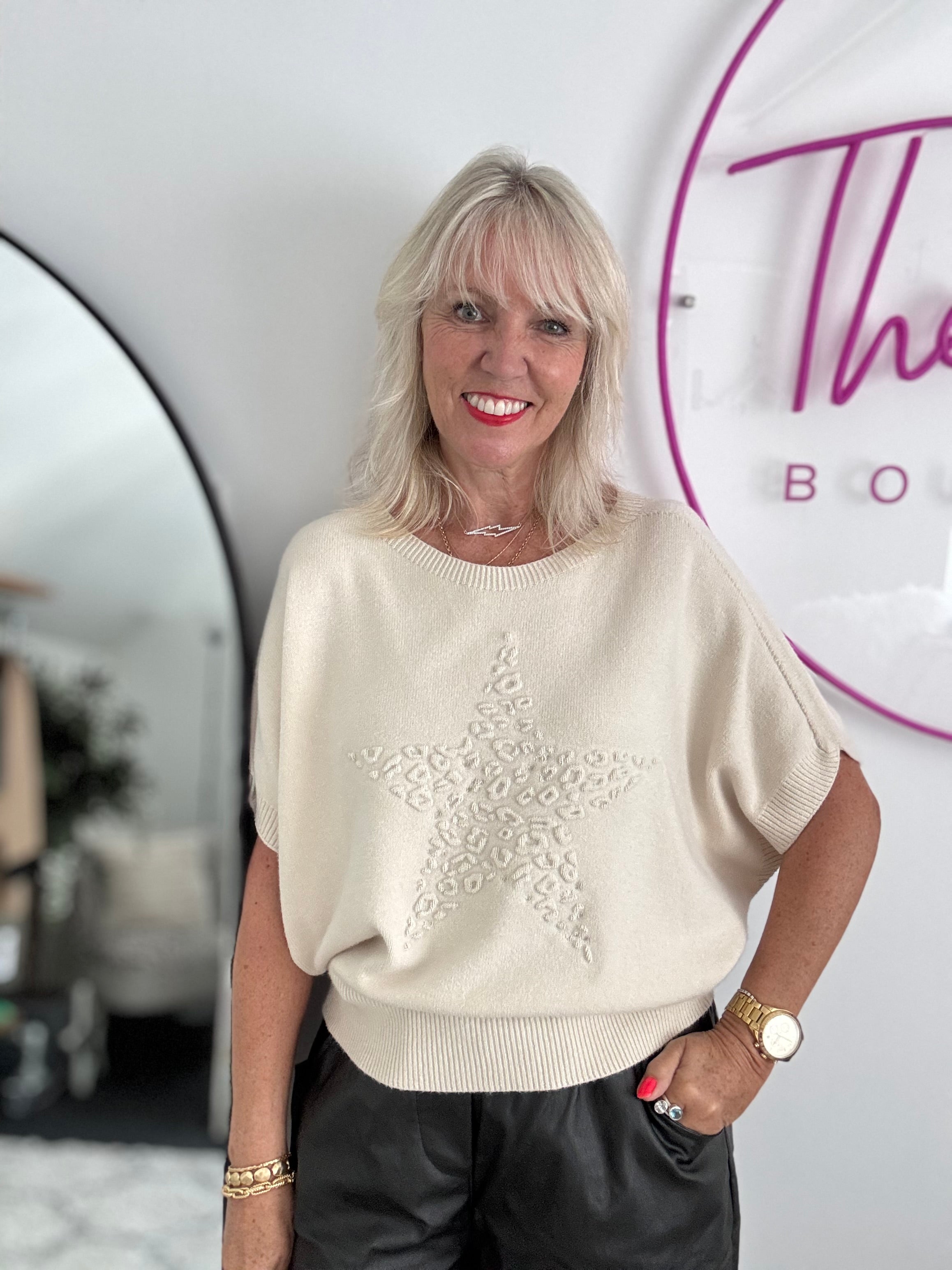 Soft Star Jumper in Light Ecru