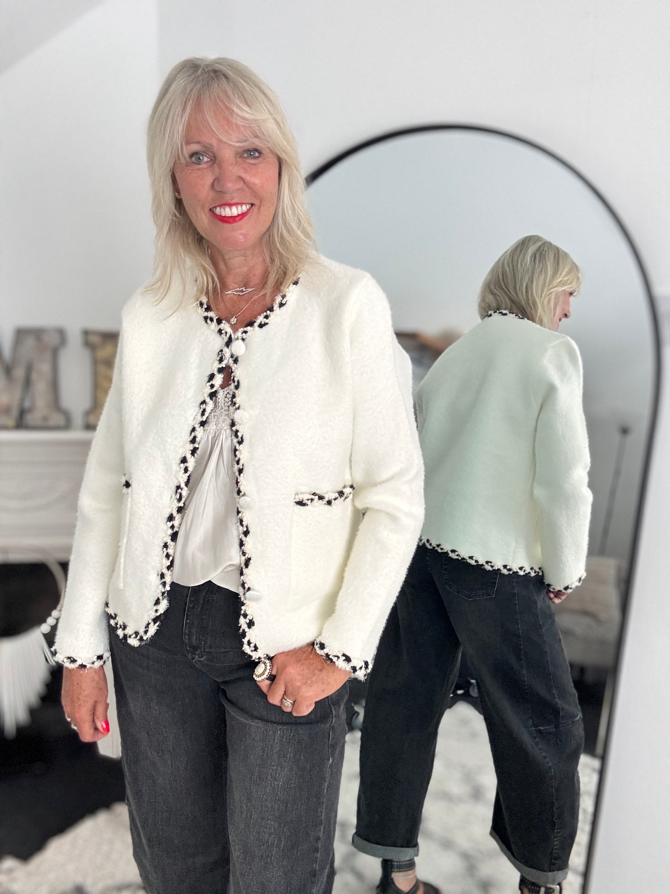 Button Cardi Jacket in Ivory