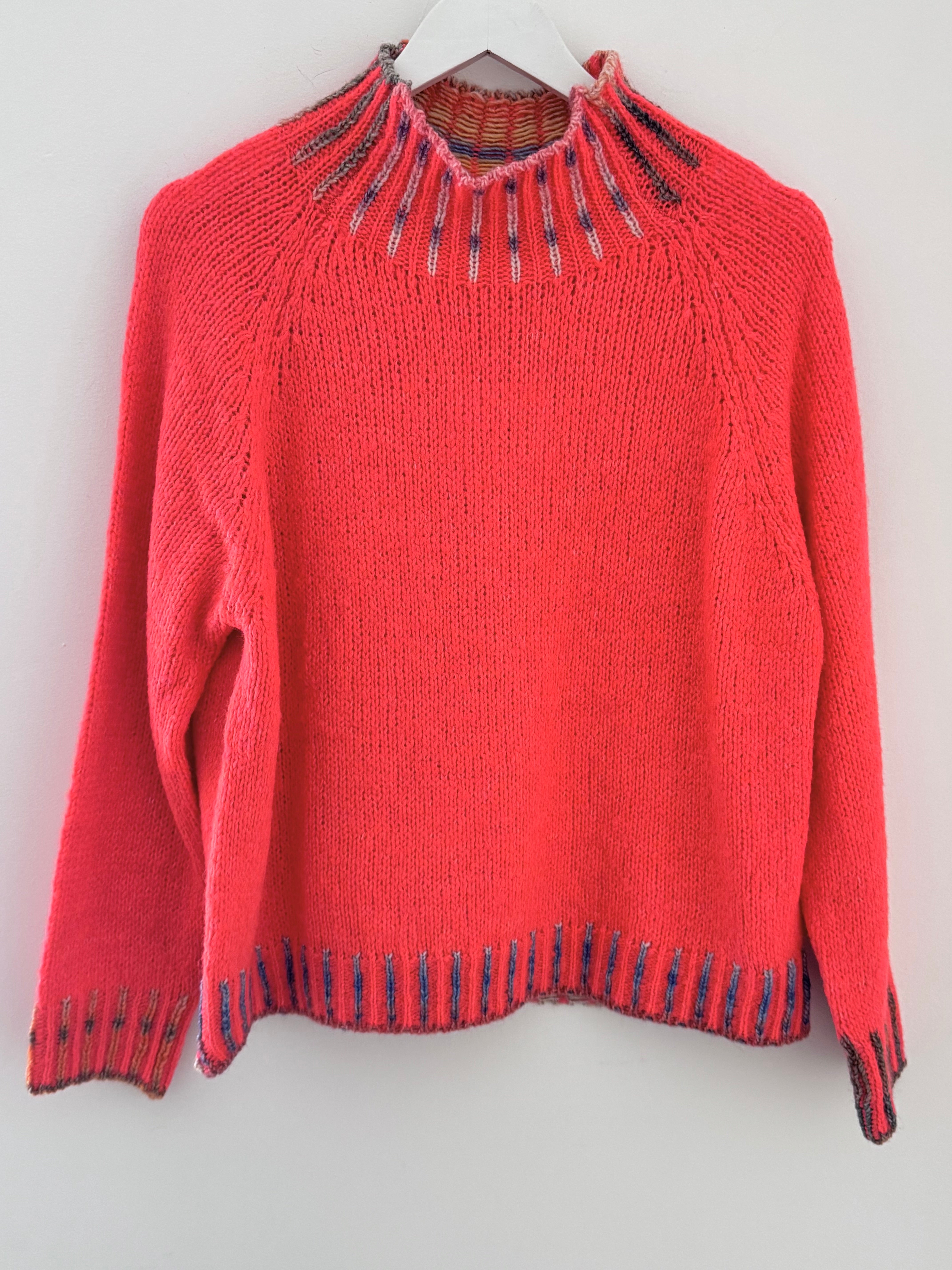 Stunning Funnel Neck Jumper in Coral