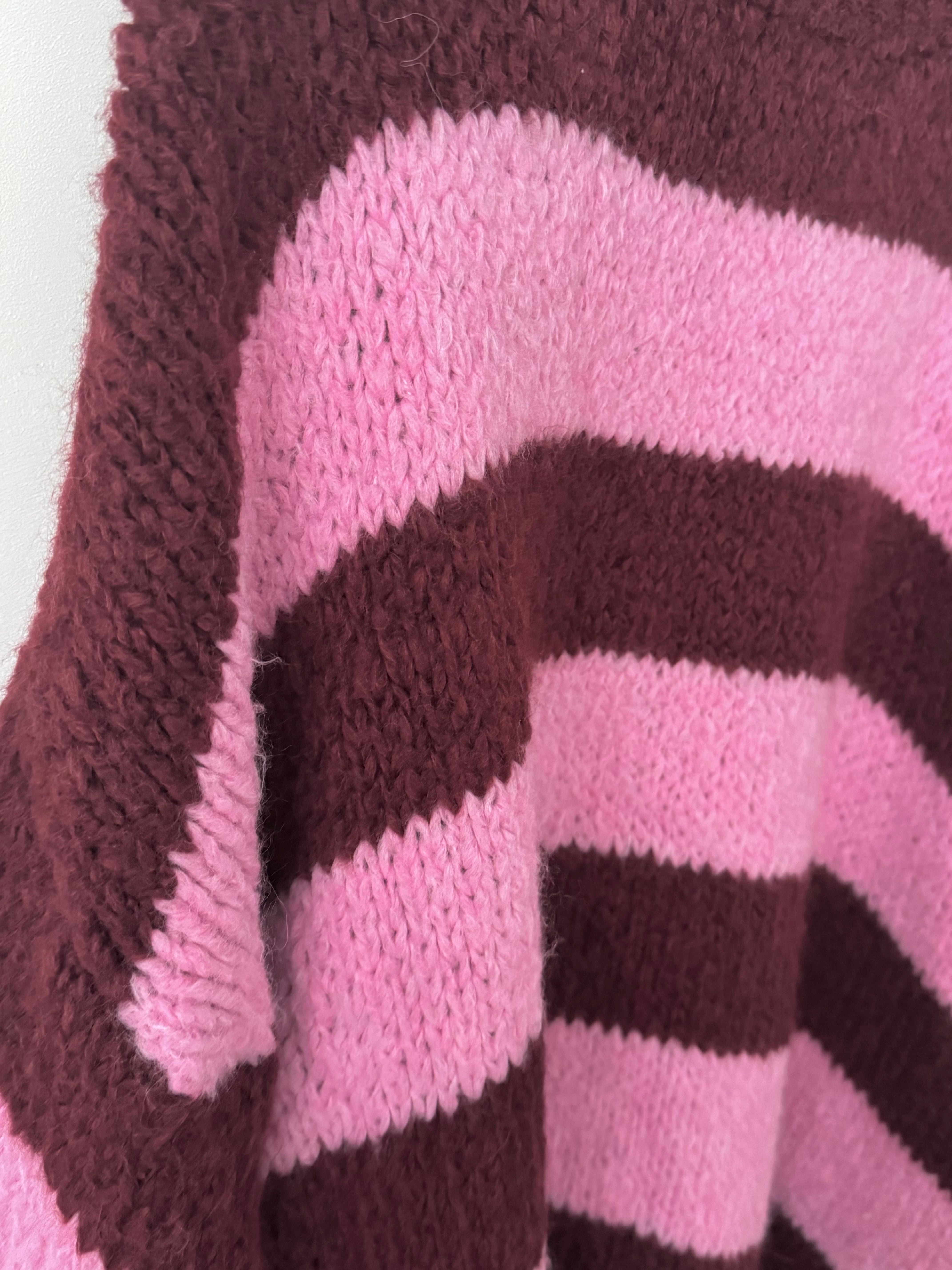 Stripe Jumper in Wine & Pink