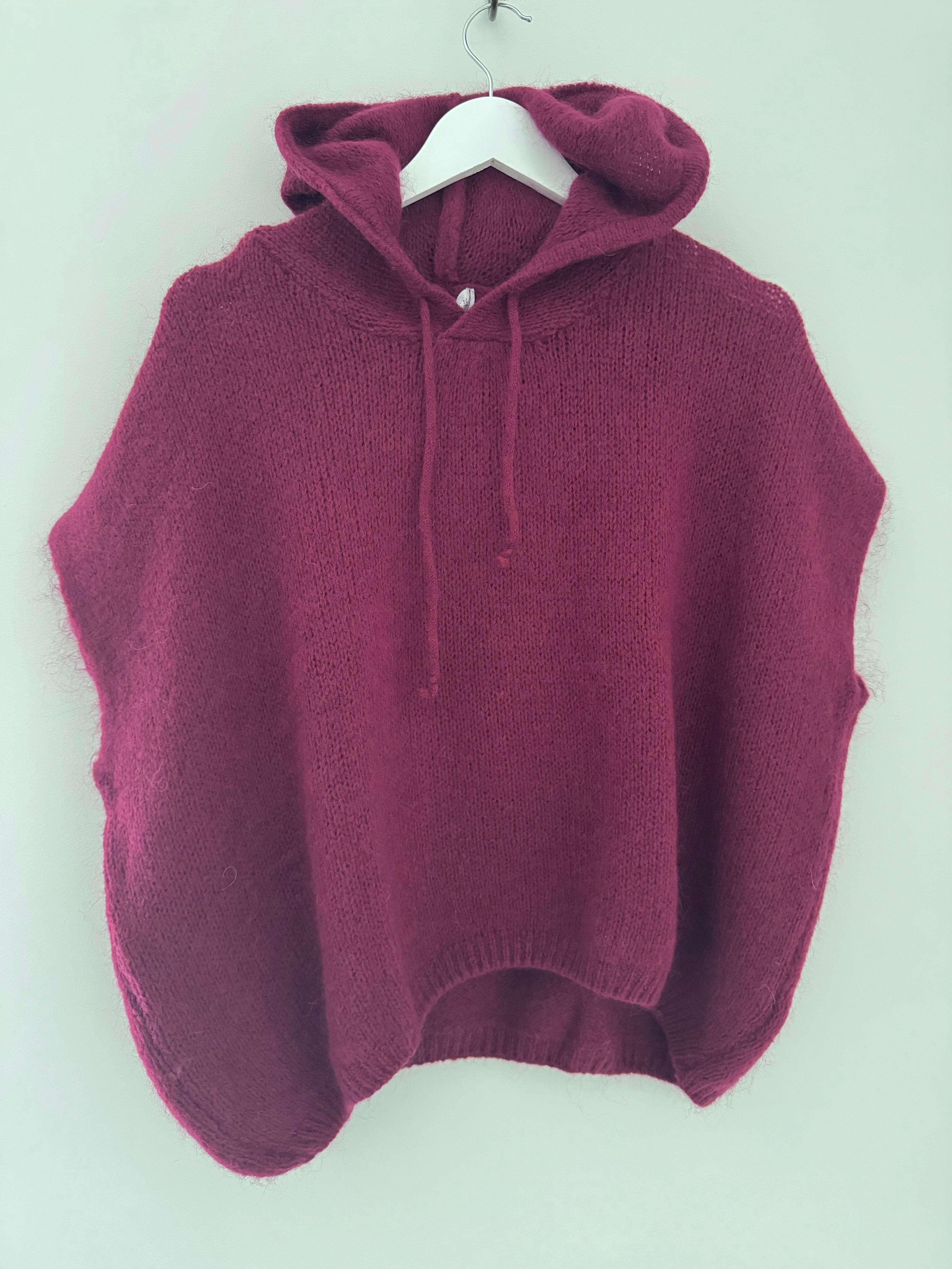 Mohair Hooded Tank in Wine