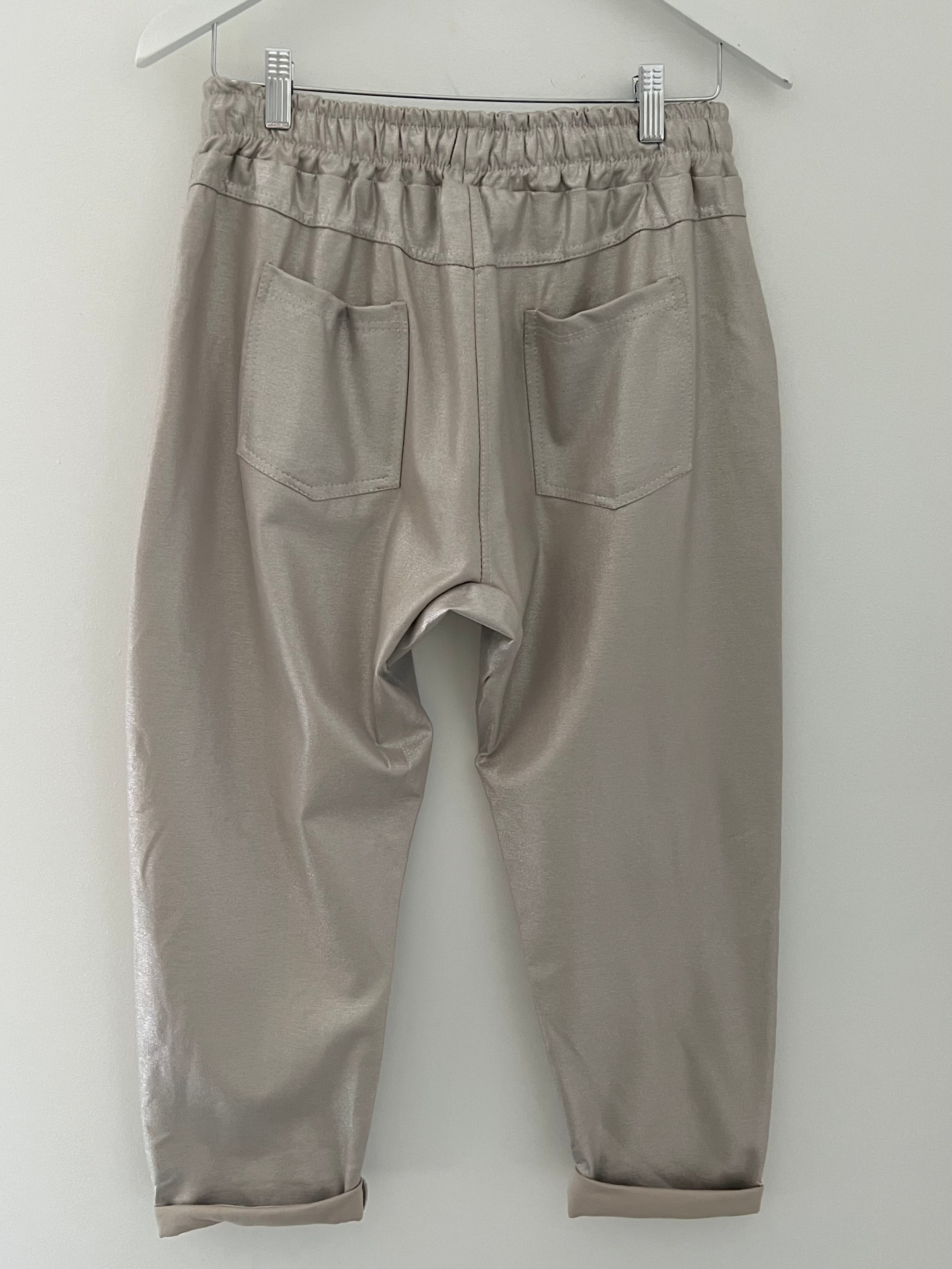 Luxe Metallic Stretch Joggers with Pockets