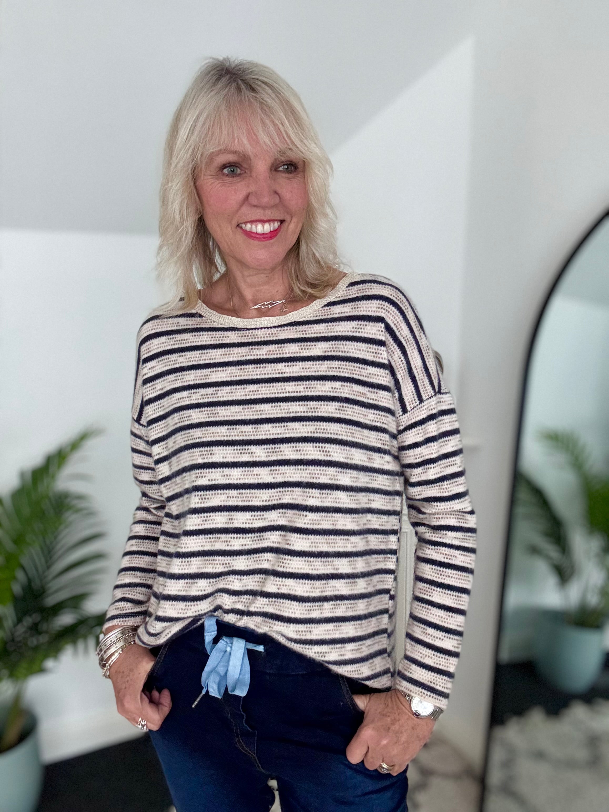 Softie Stripe Jumper in Ink & Ecru