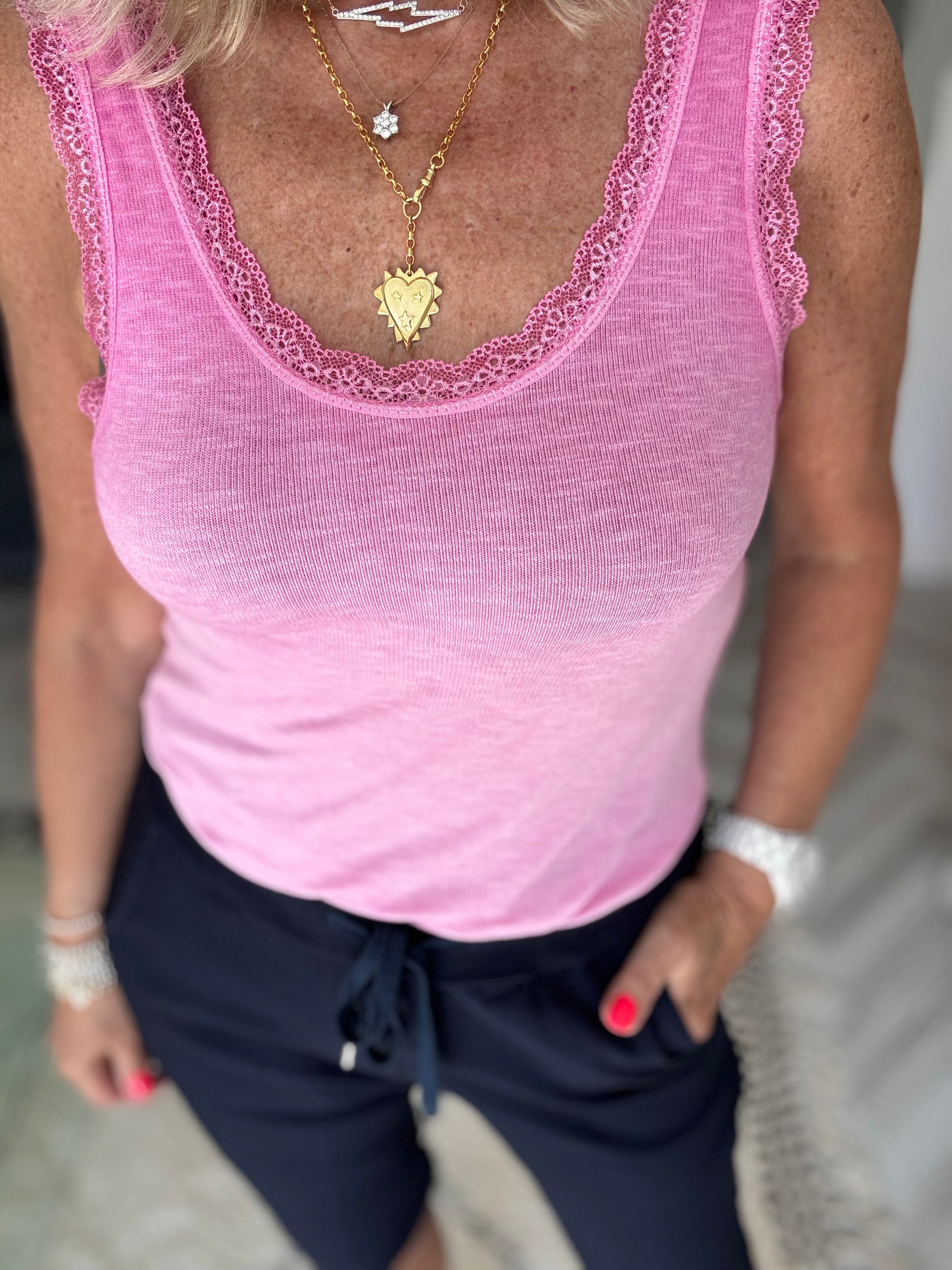 Luxe Ribbed Vest in Pink
