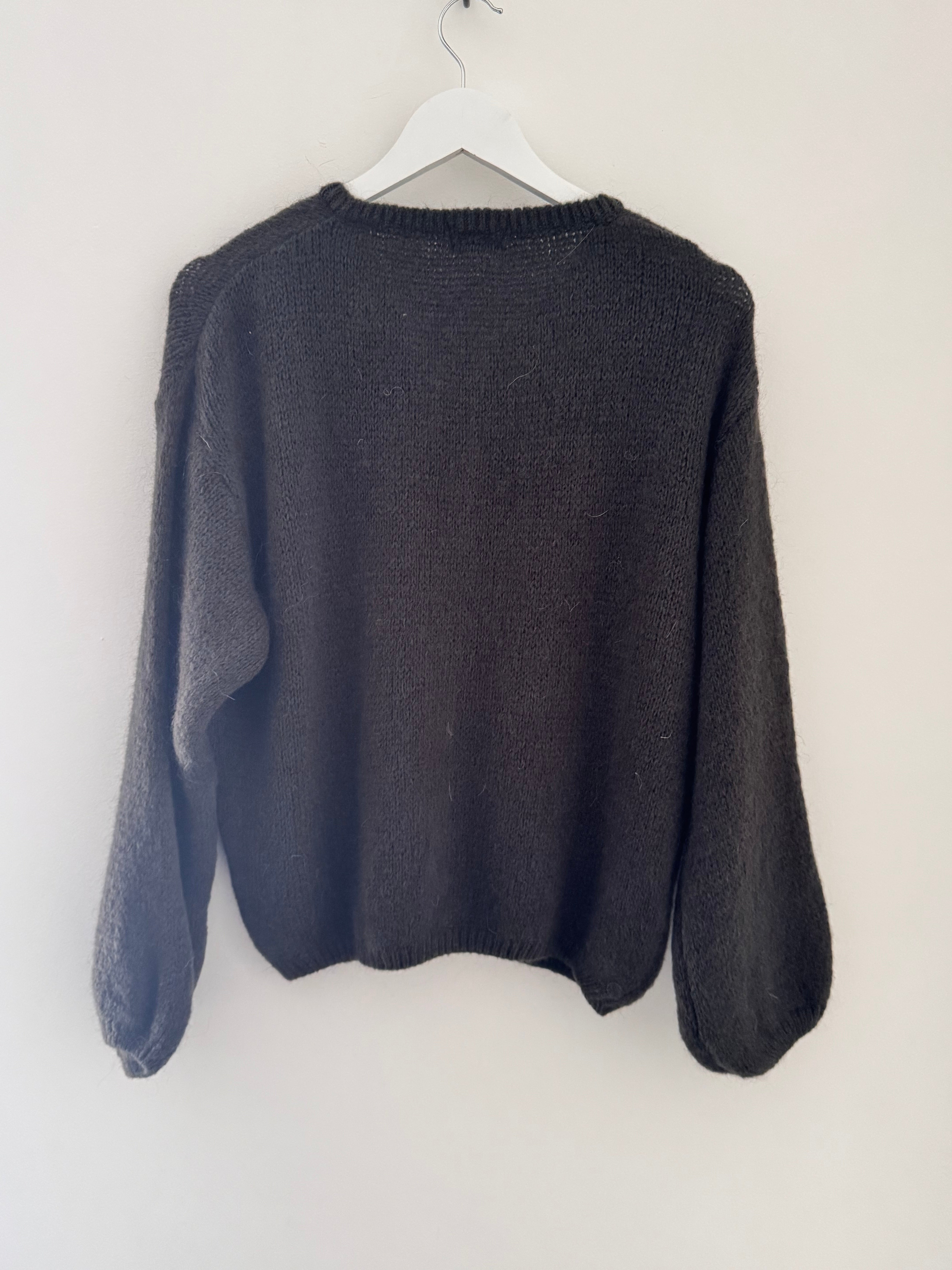 Mohair Buttoned Cardi in Deep Cocoa