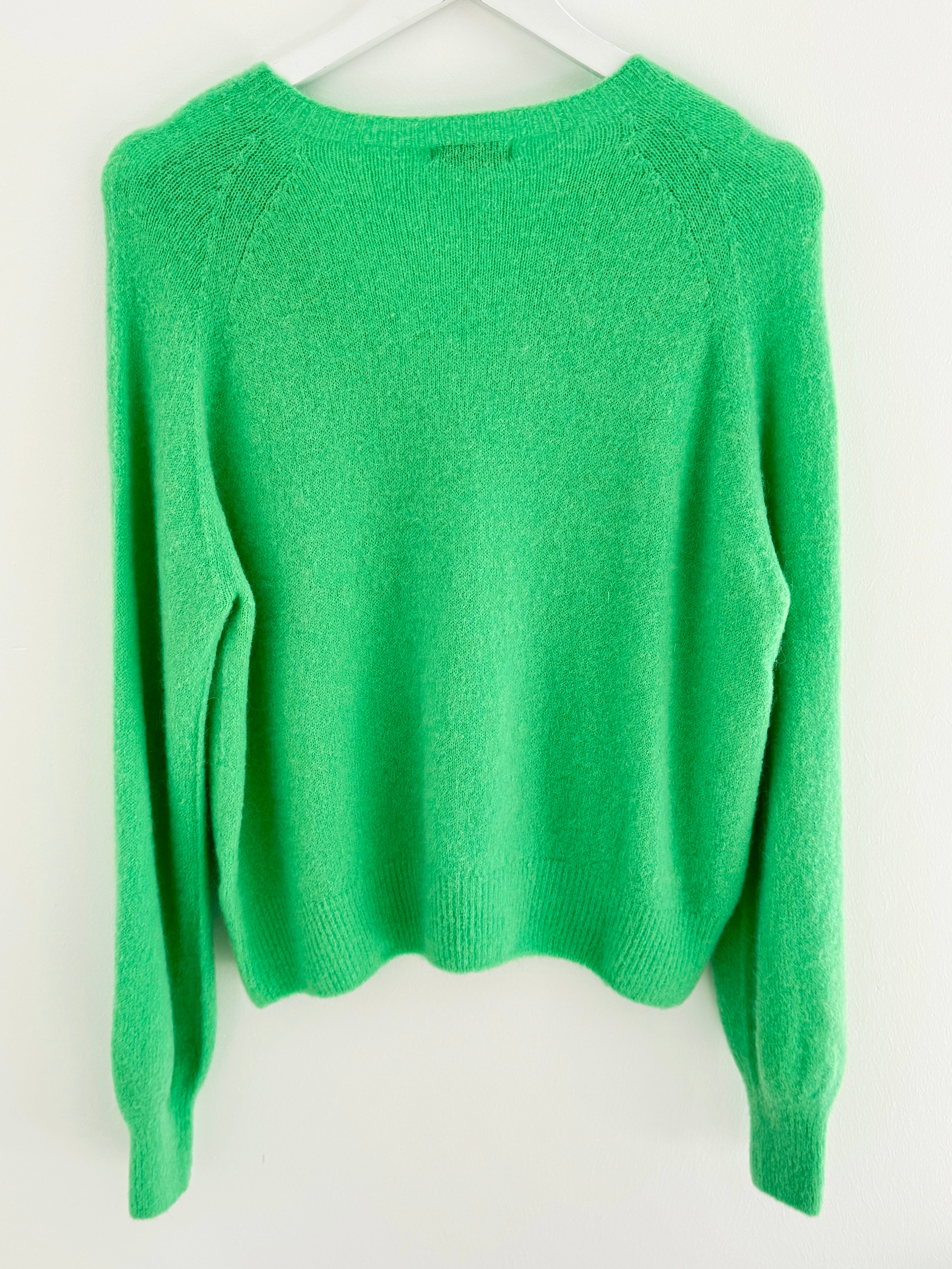 Softie Jumper with Button Neck in Bright Green