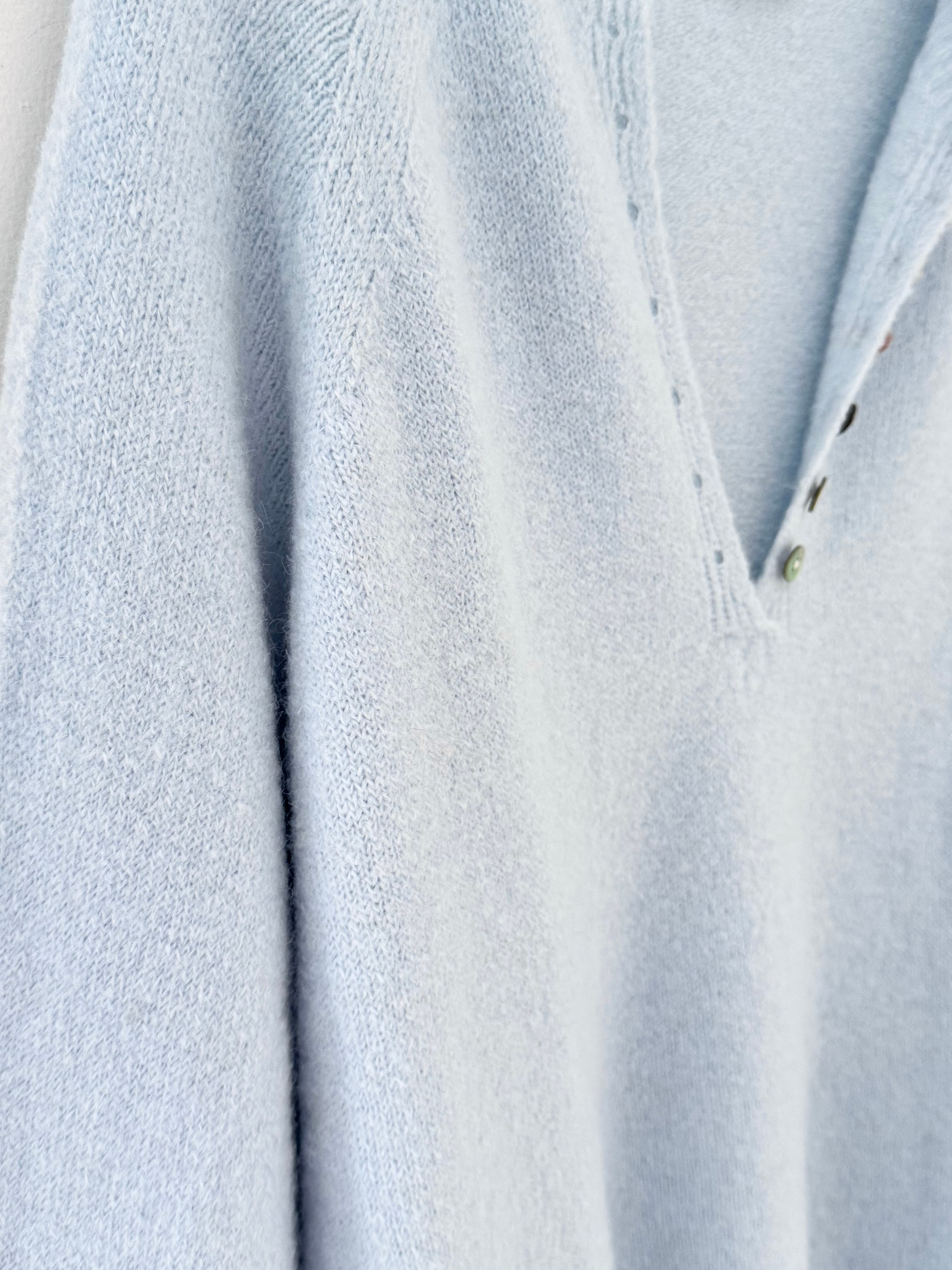 Softie Jumper with Button Neck in Ice Blue