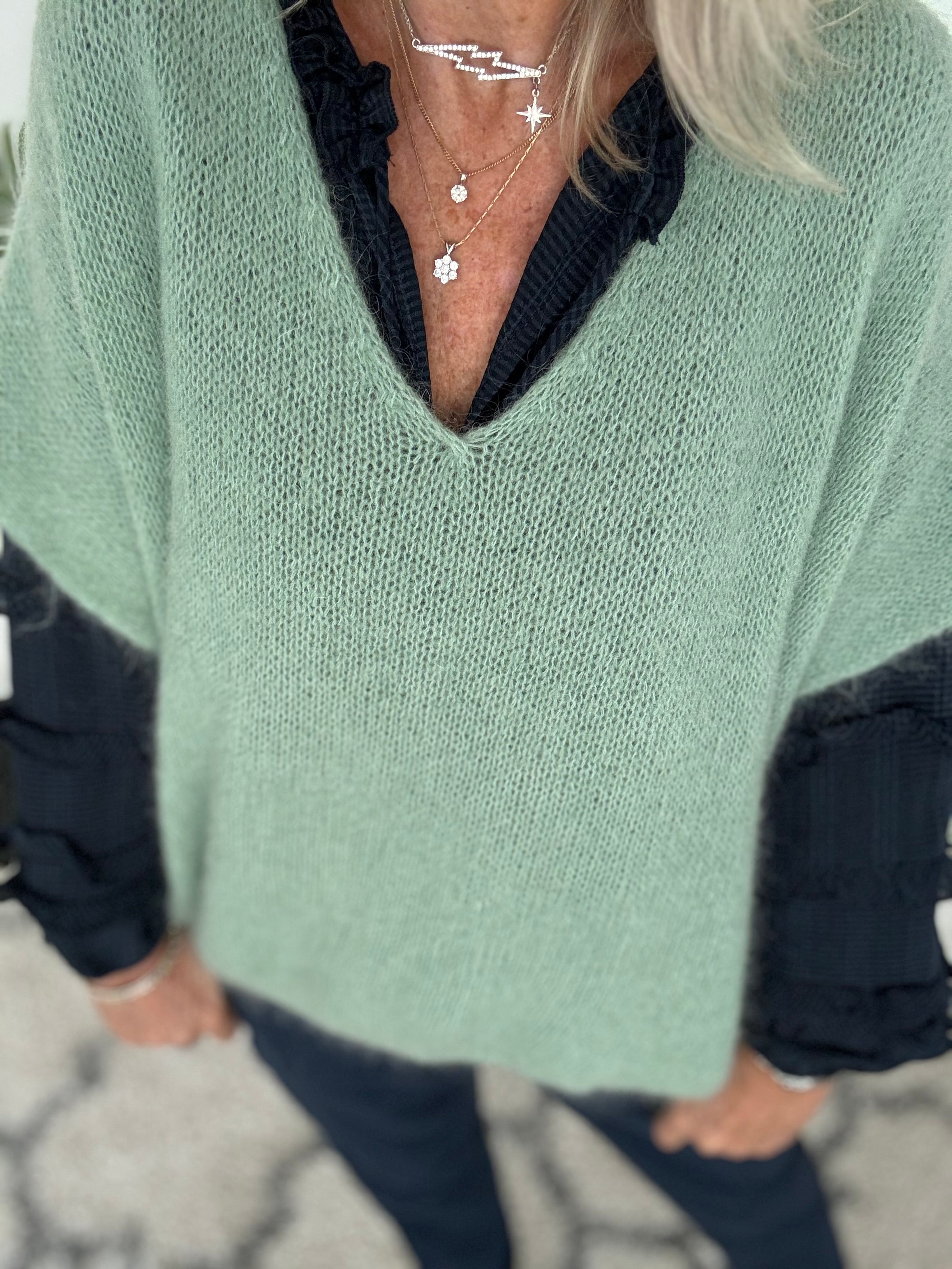 Mohair V Neck Tank in Sage