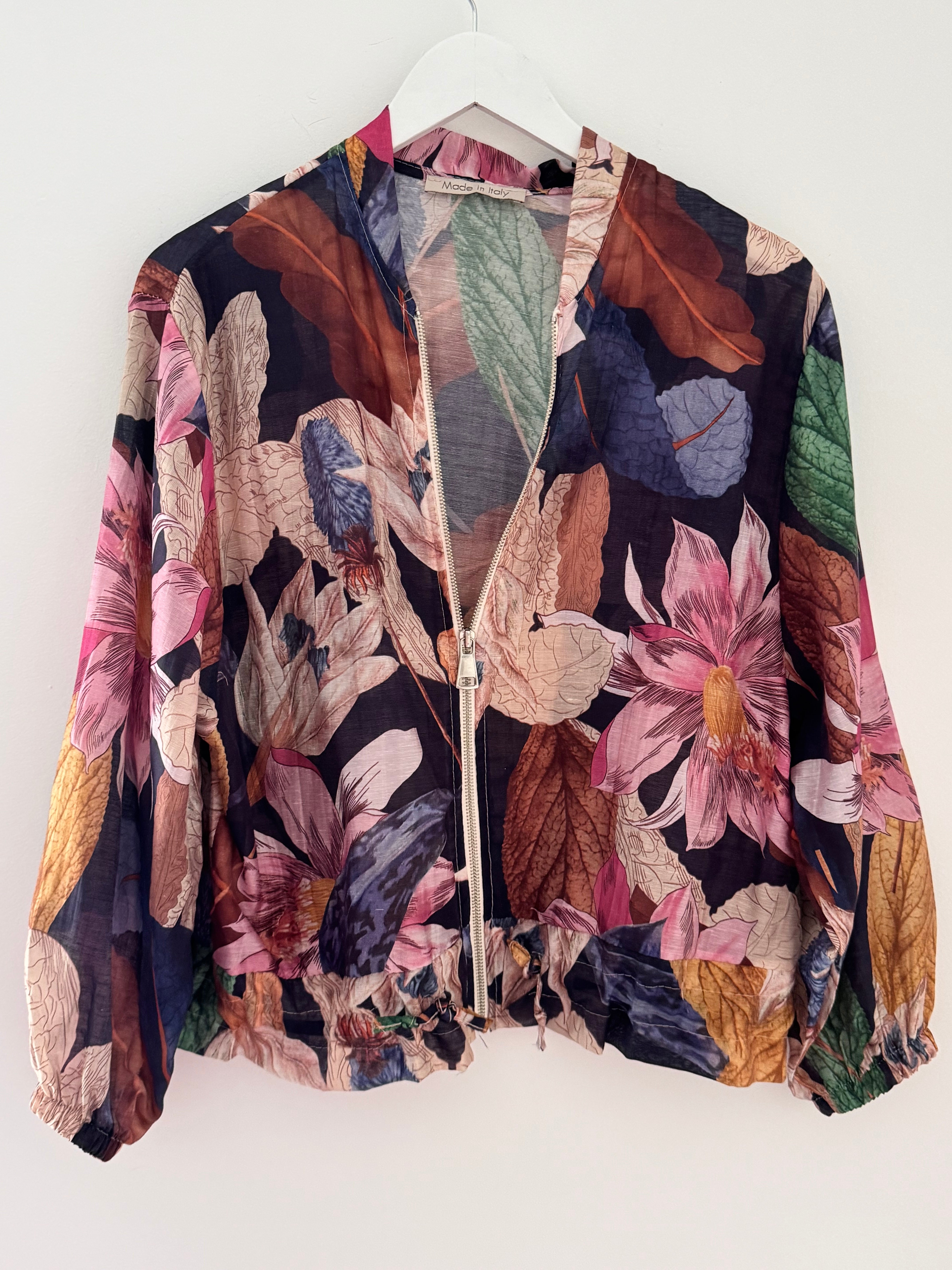 Floral Bomber Jacket in Pink & Blue