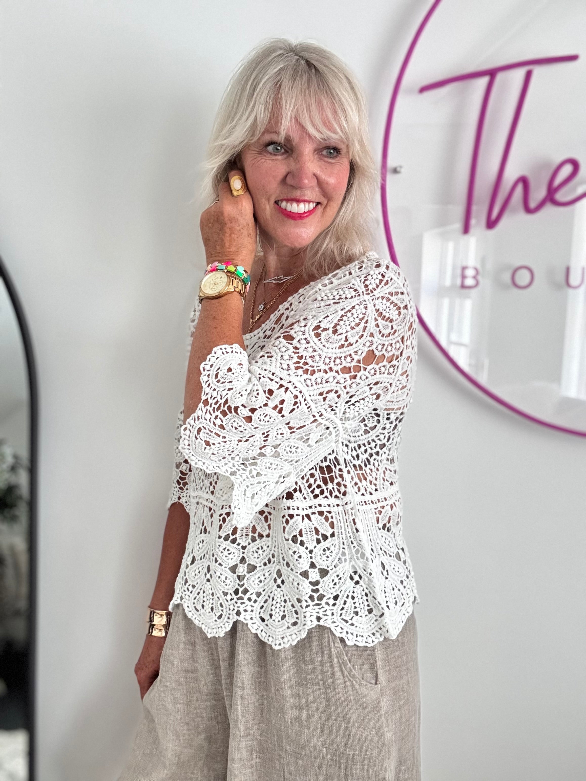 Crochet Top in Ivory