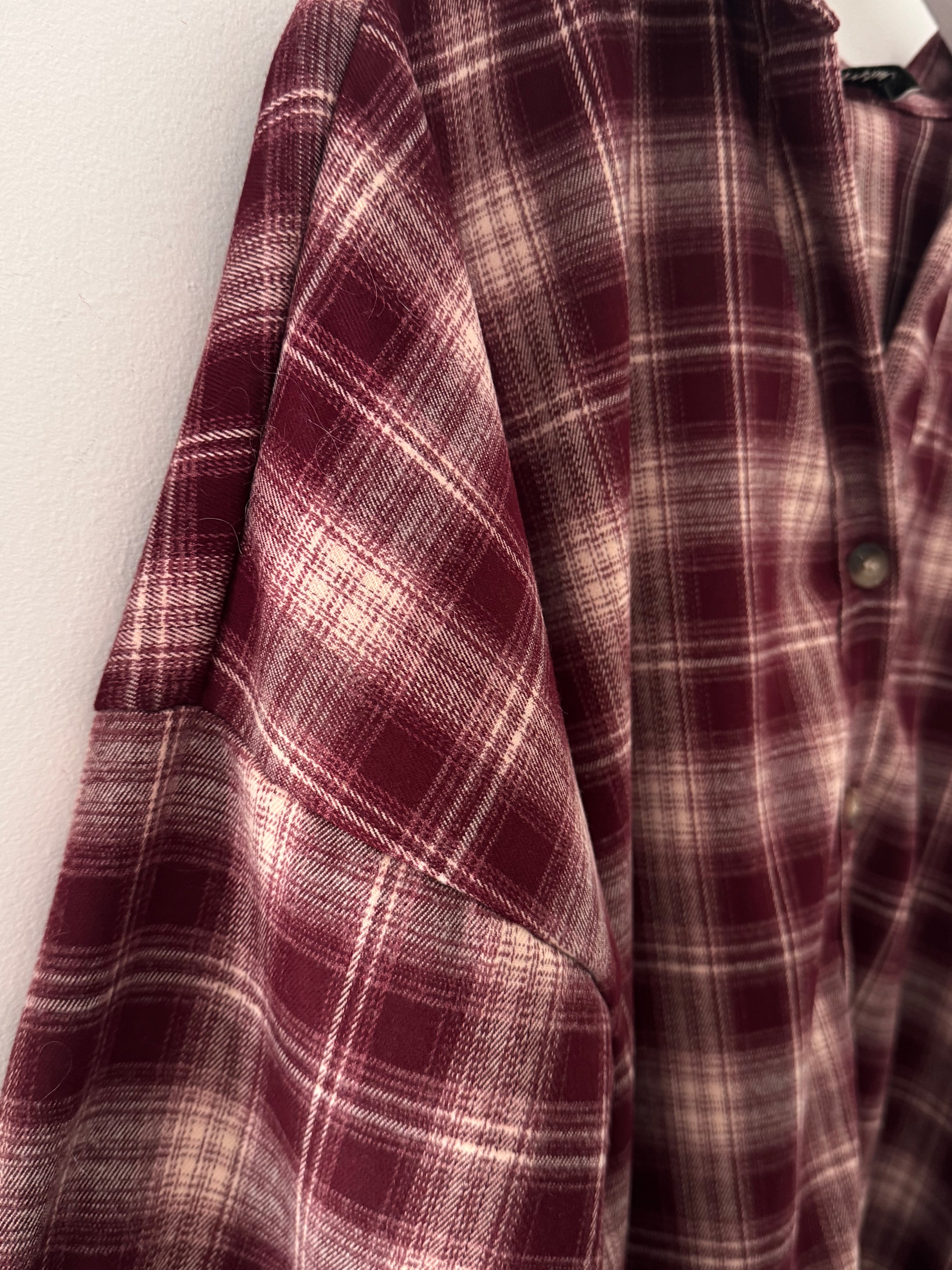 Soft Checked Shacket in Berry