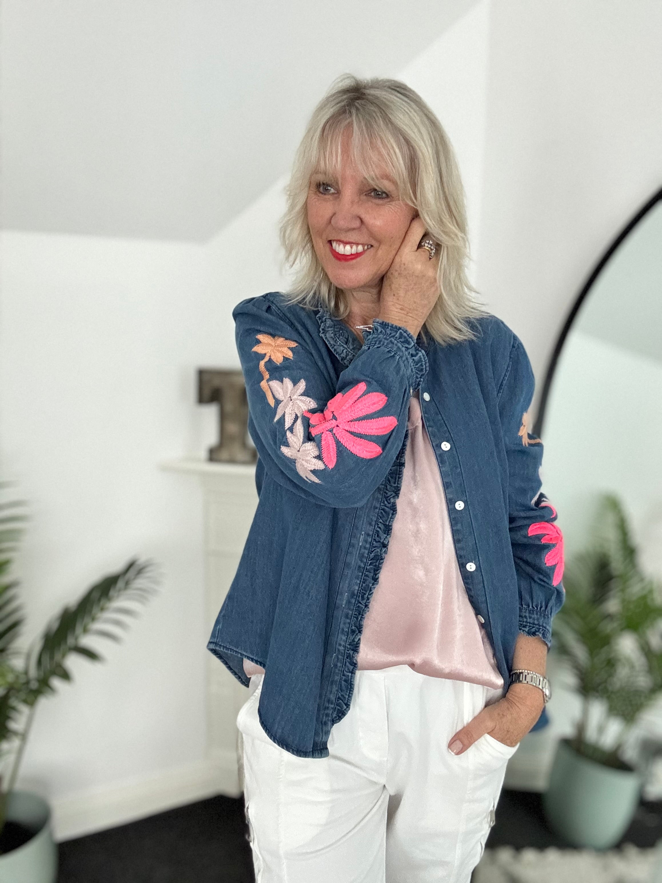 Silky V Neck Tank in Pink