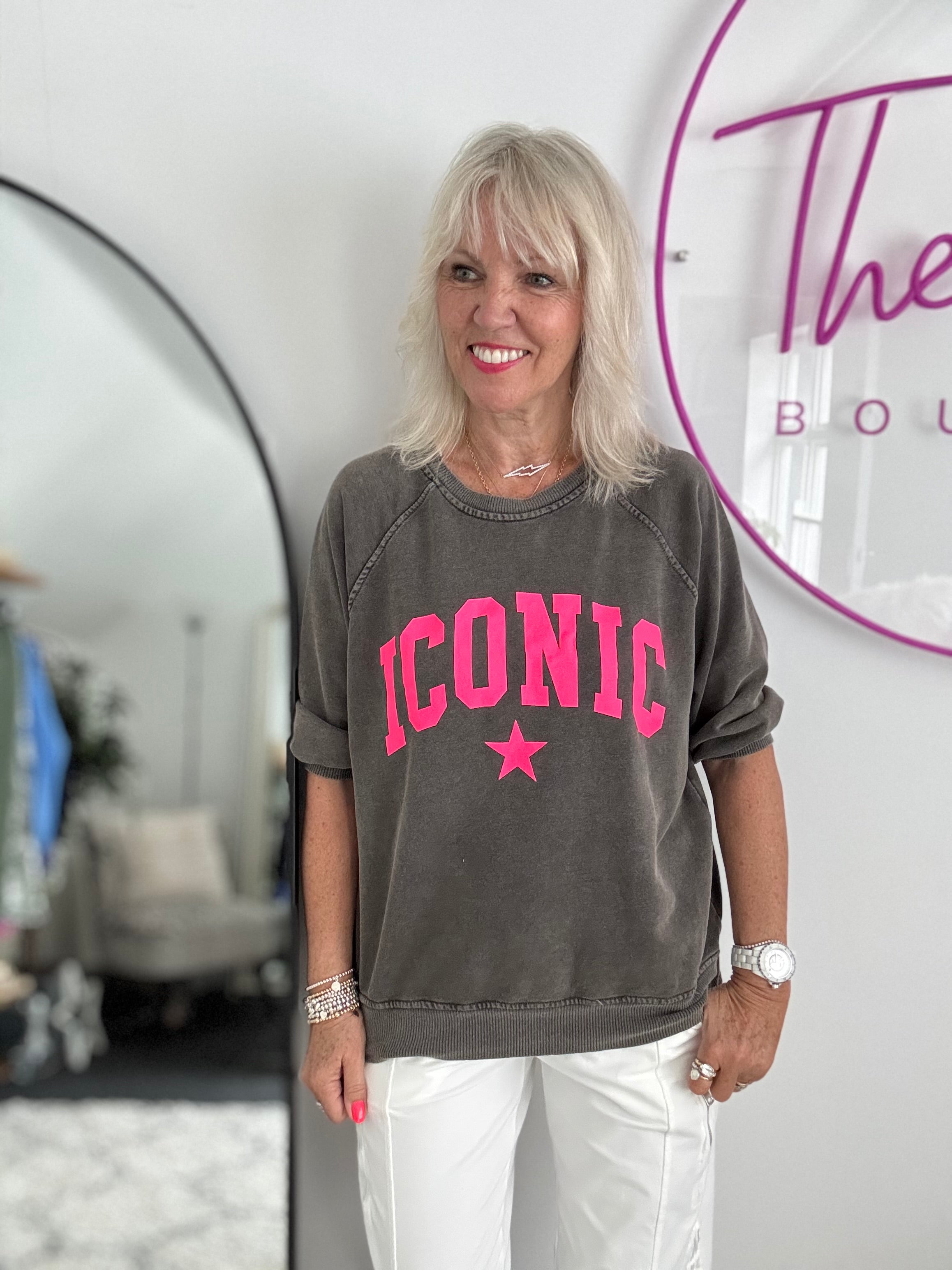 Iconic Sweatshirt with Pink Neon