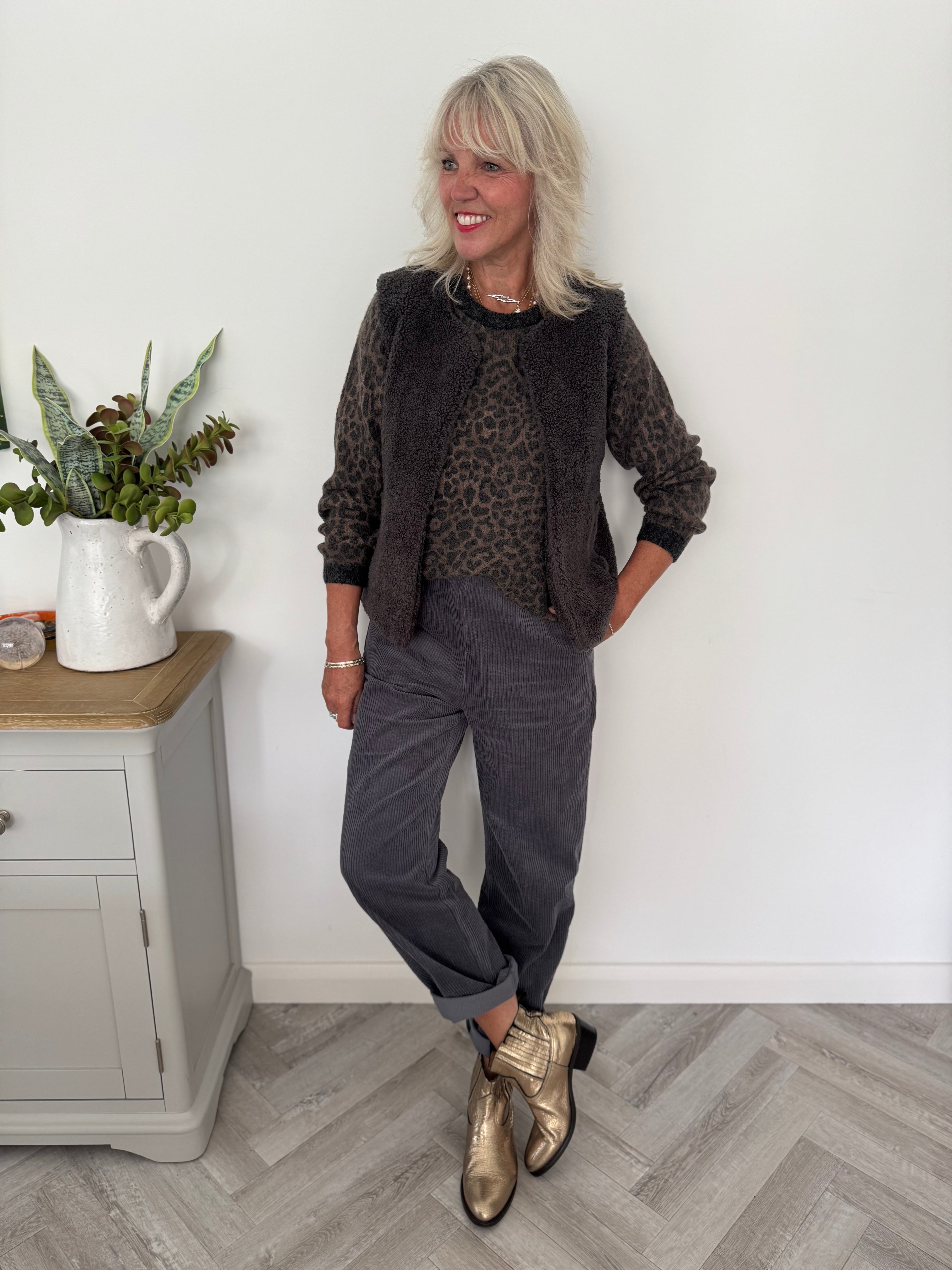 Luxe Cord Joggers in Deep Grey