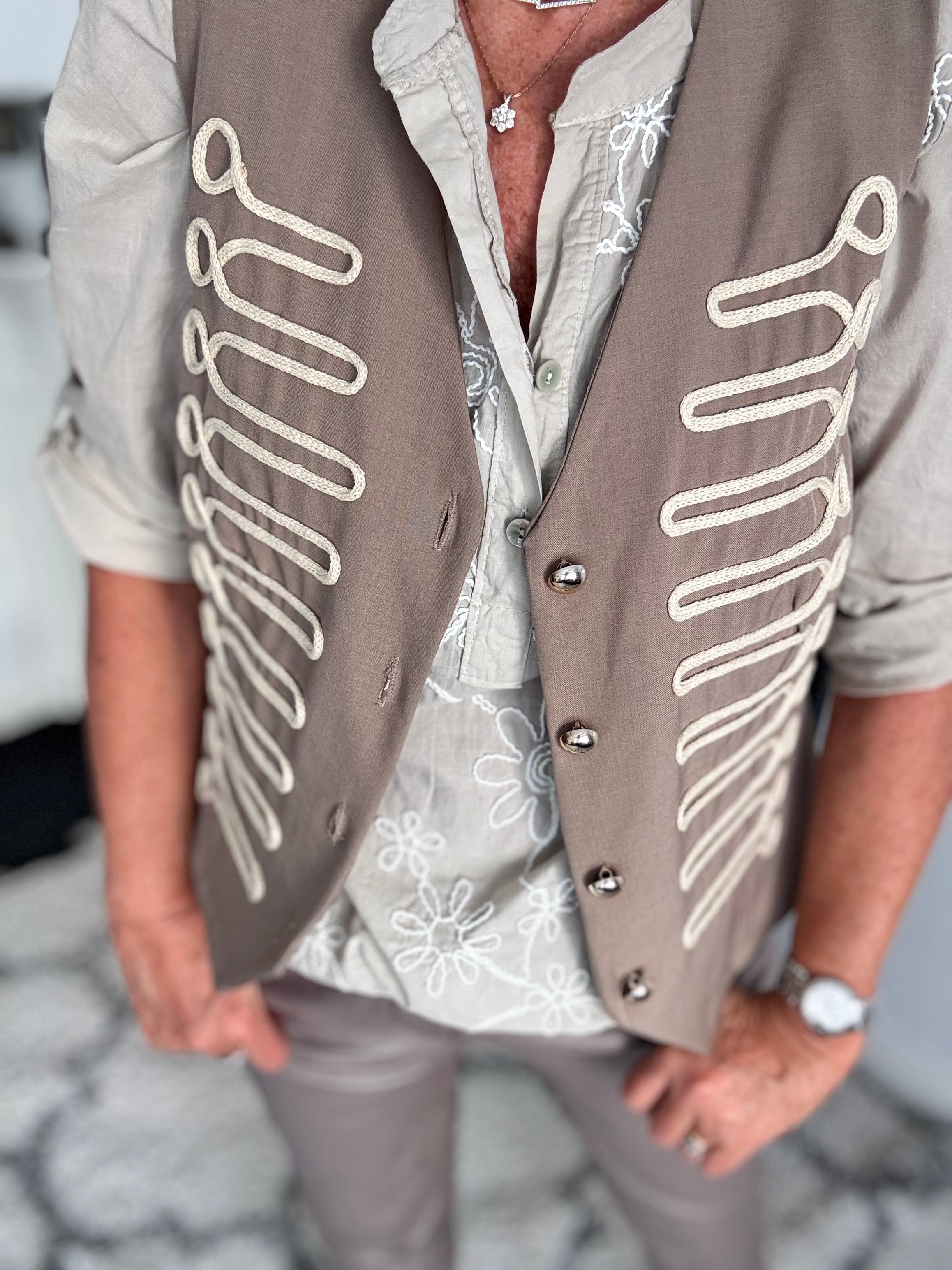 Military Waistcoat in Light Mocha