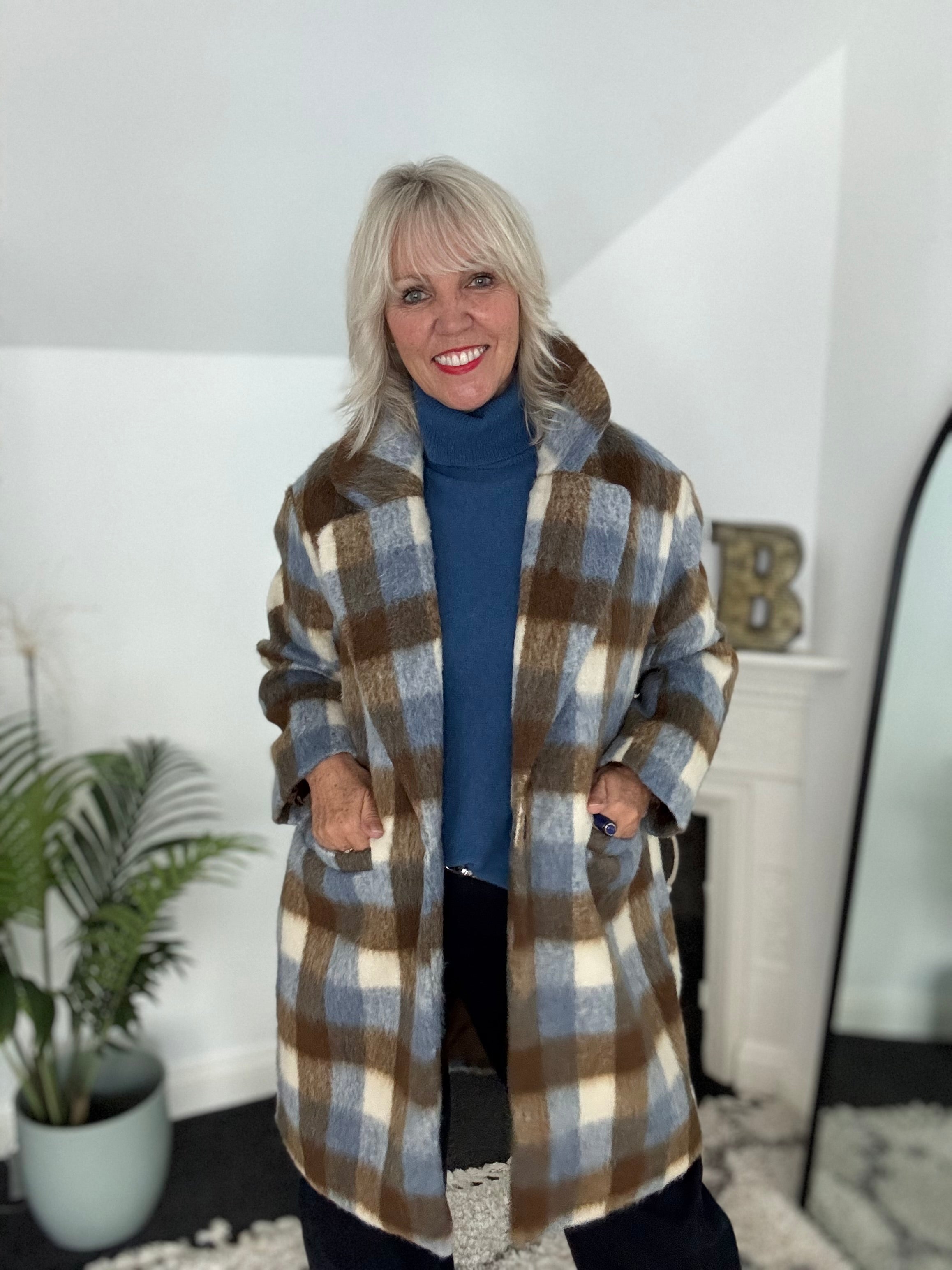 Simple Roll Neck Jumper in Cerulean Blue