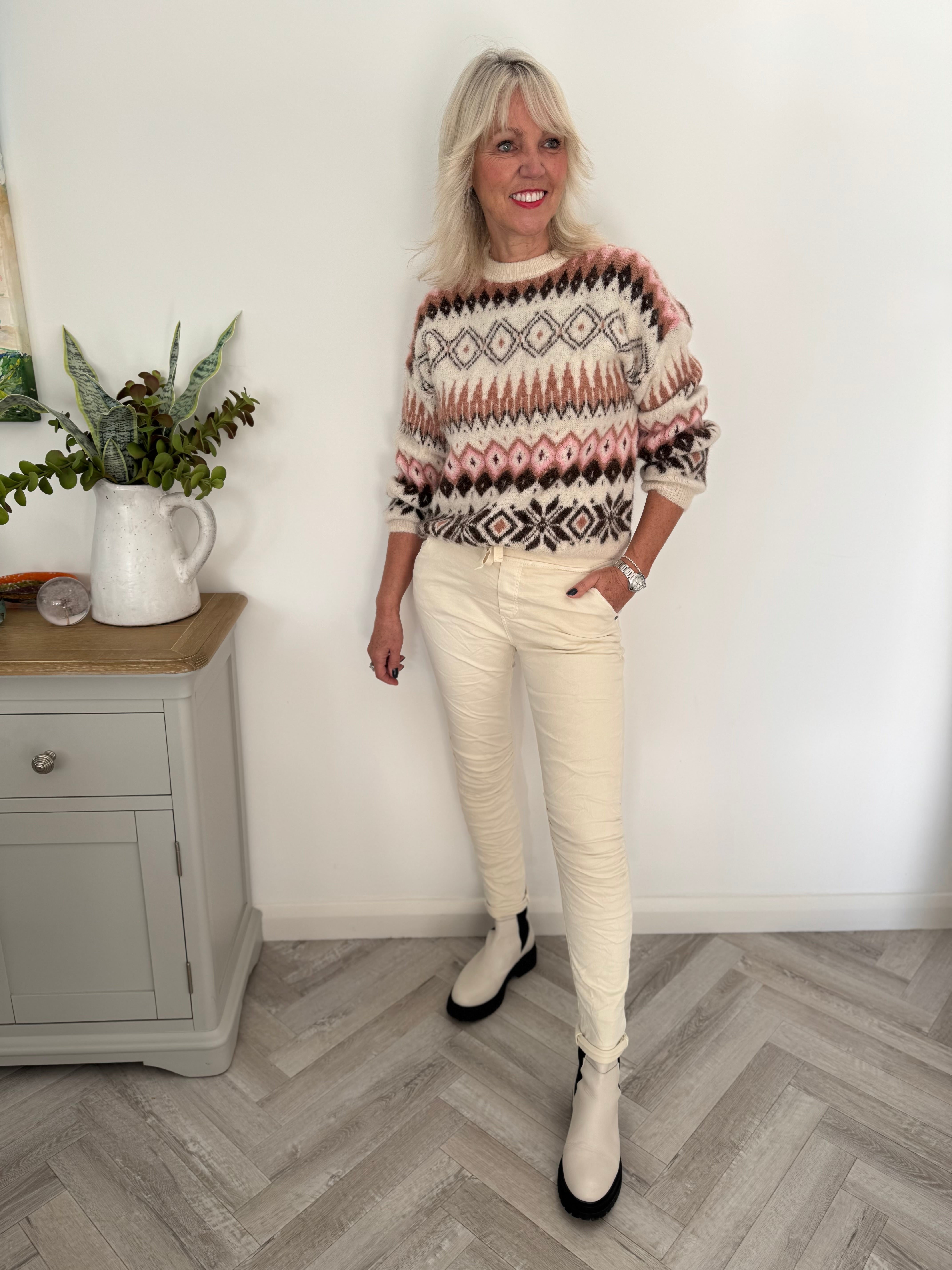 Jean Joggers in Ecru