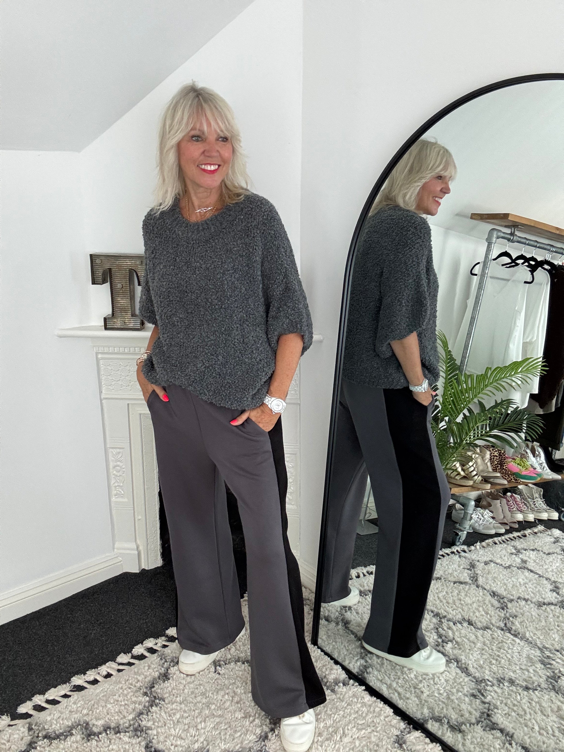 Boucle Jumper in Charcoal Grey