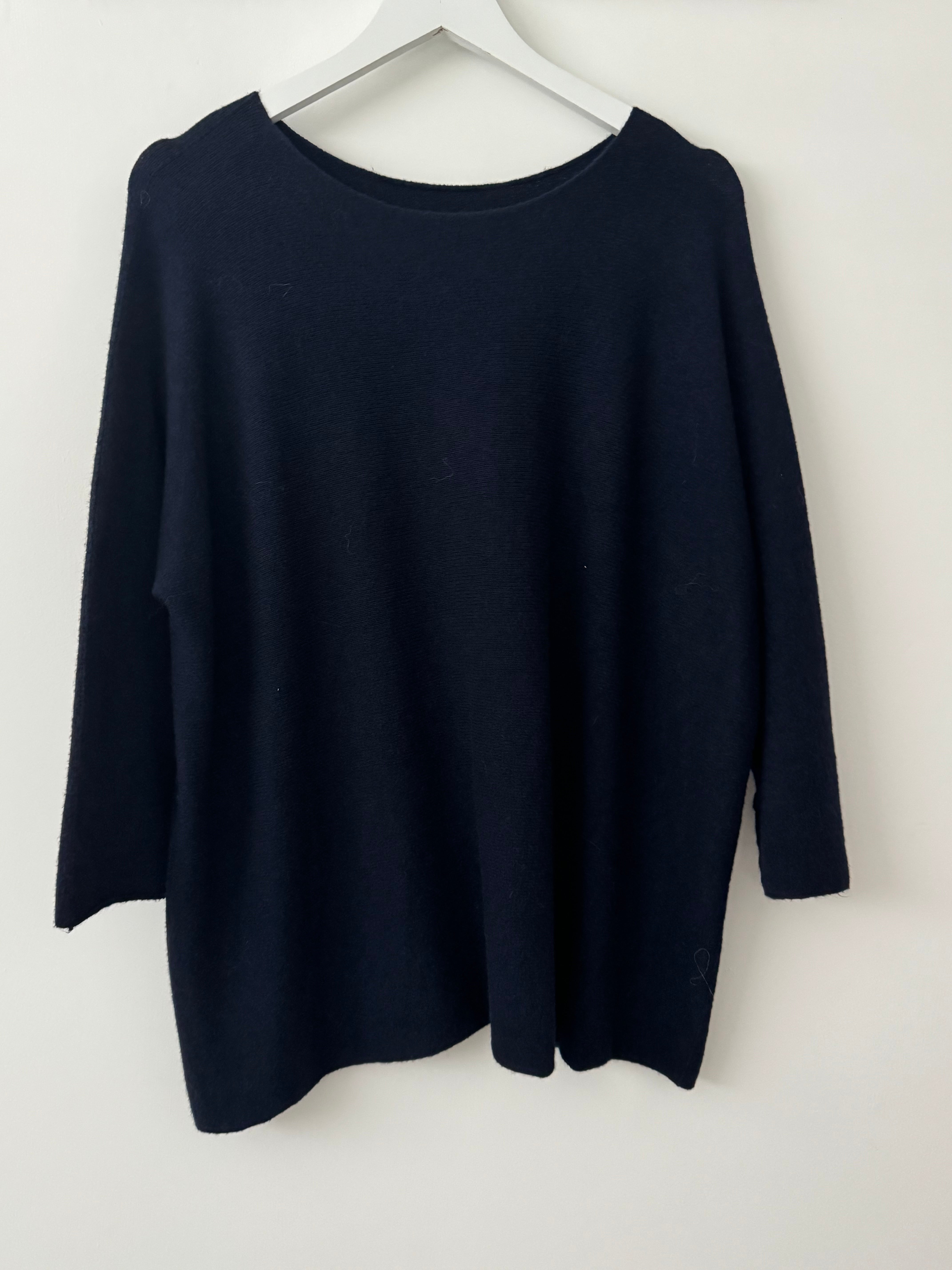 Slouchy Scoop Neck Jumper in Ink