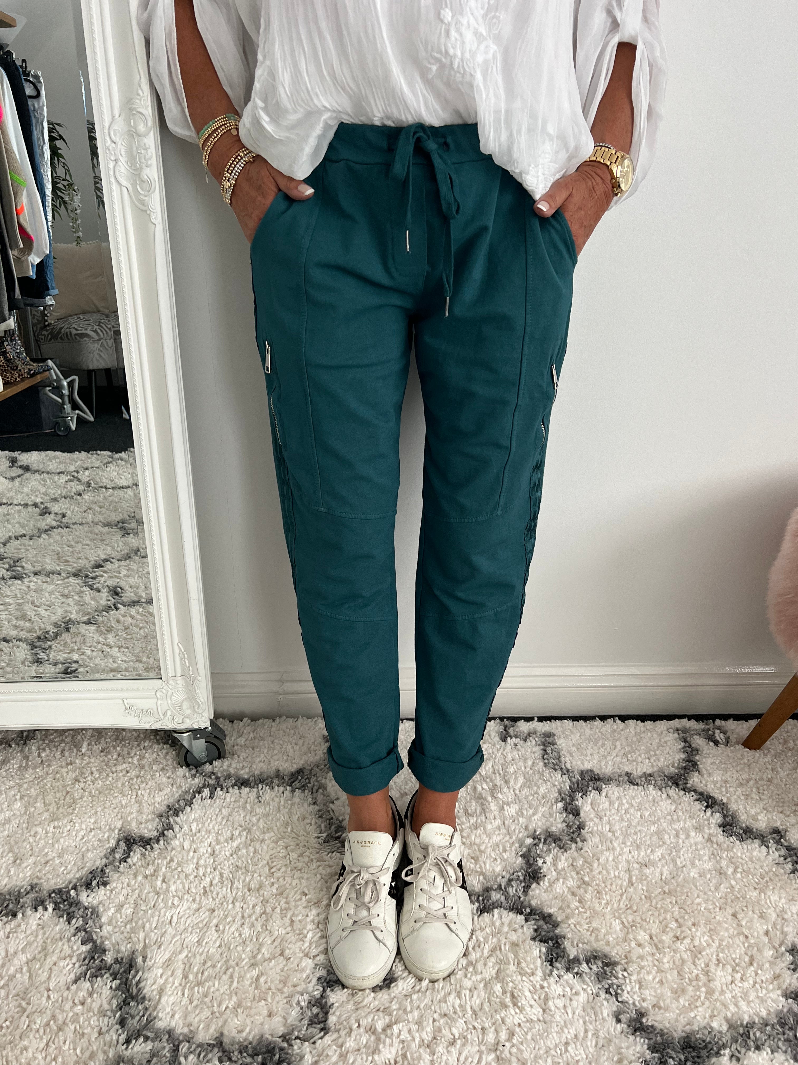 Jersey Stretch Joggers in Teal Green