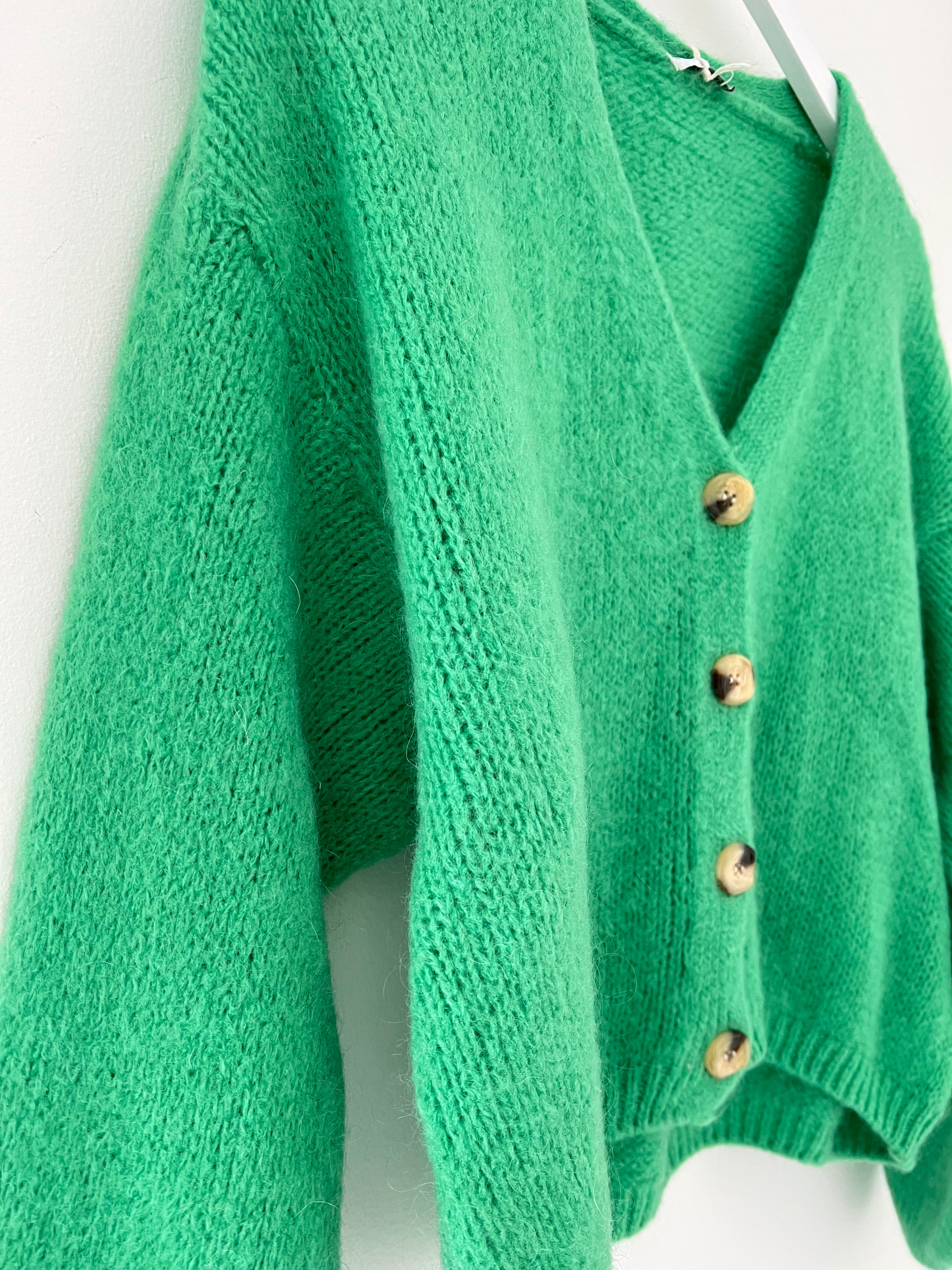 Mohair Cropped Cardi in Emerald