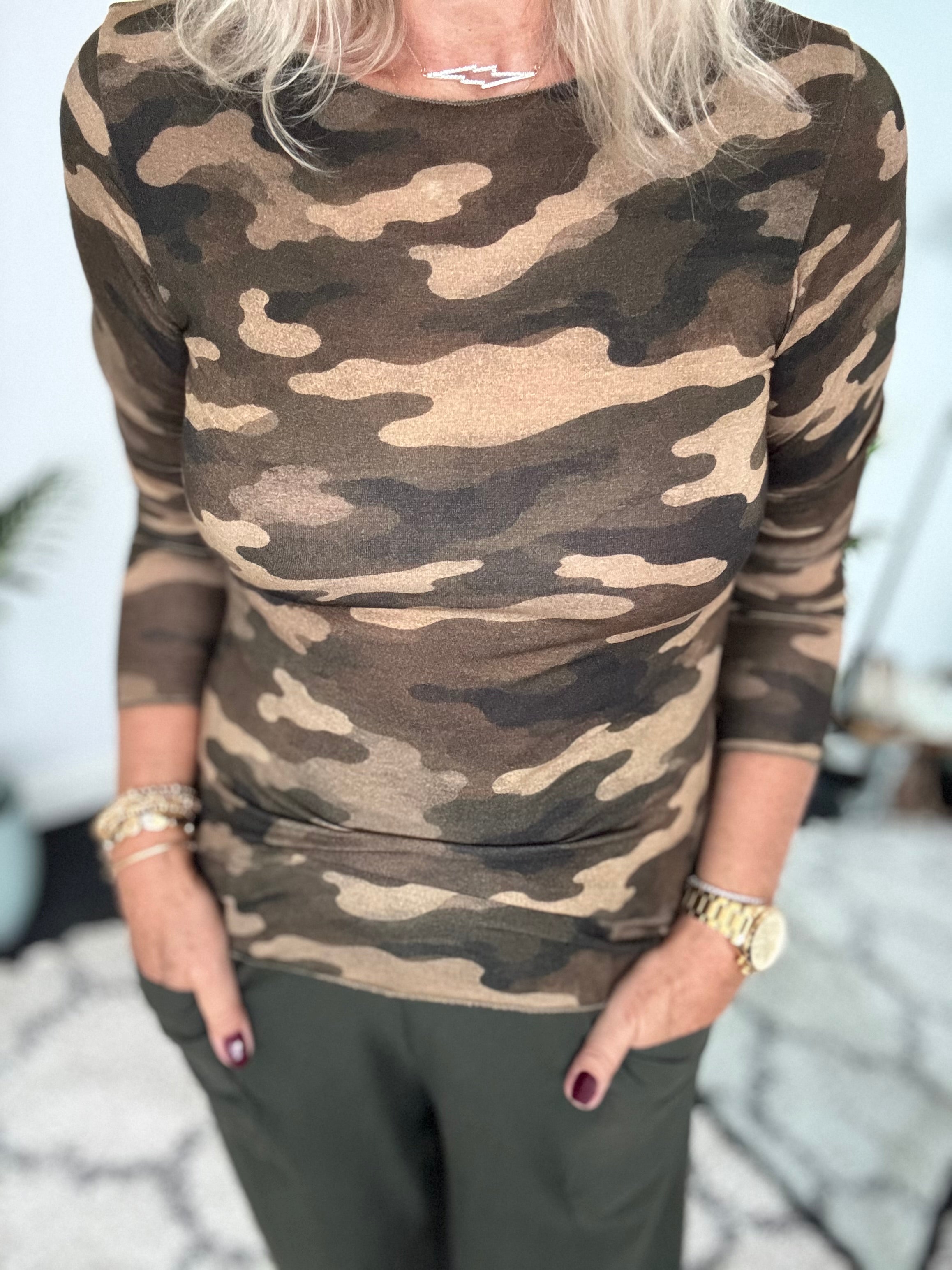 Ultrasoft Cashmere Blend Base Layer in Khaki & Cocoa Camo