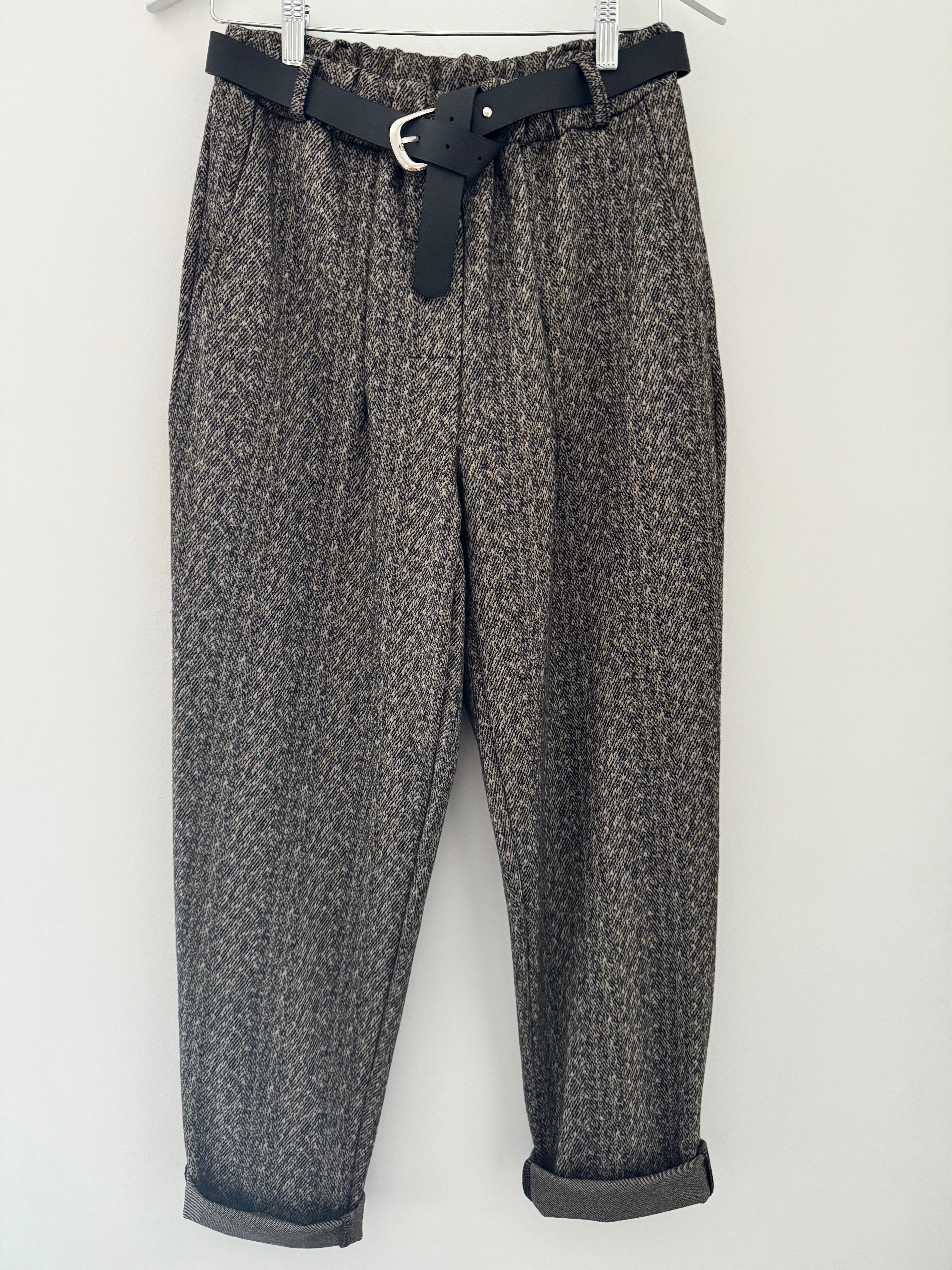 Stretch Herringbone Trousers in Mocha