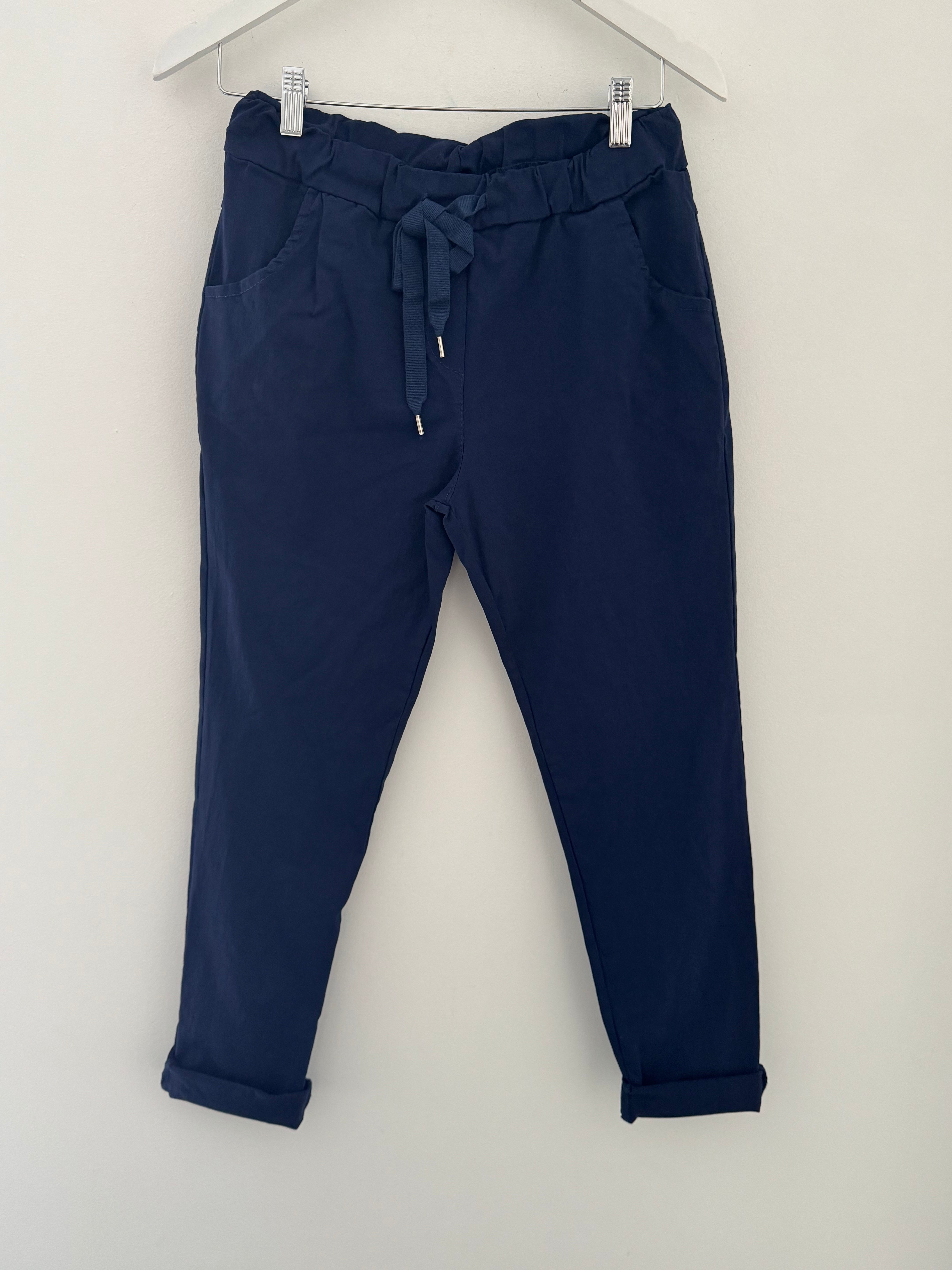 Slimfit Stretch Cotton Joggers in Navy