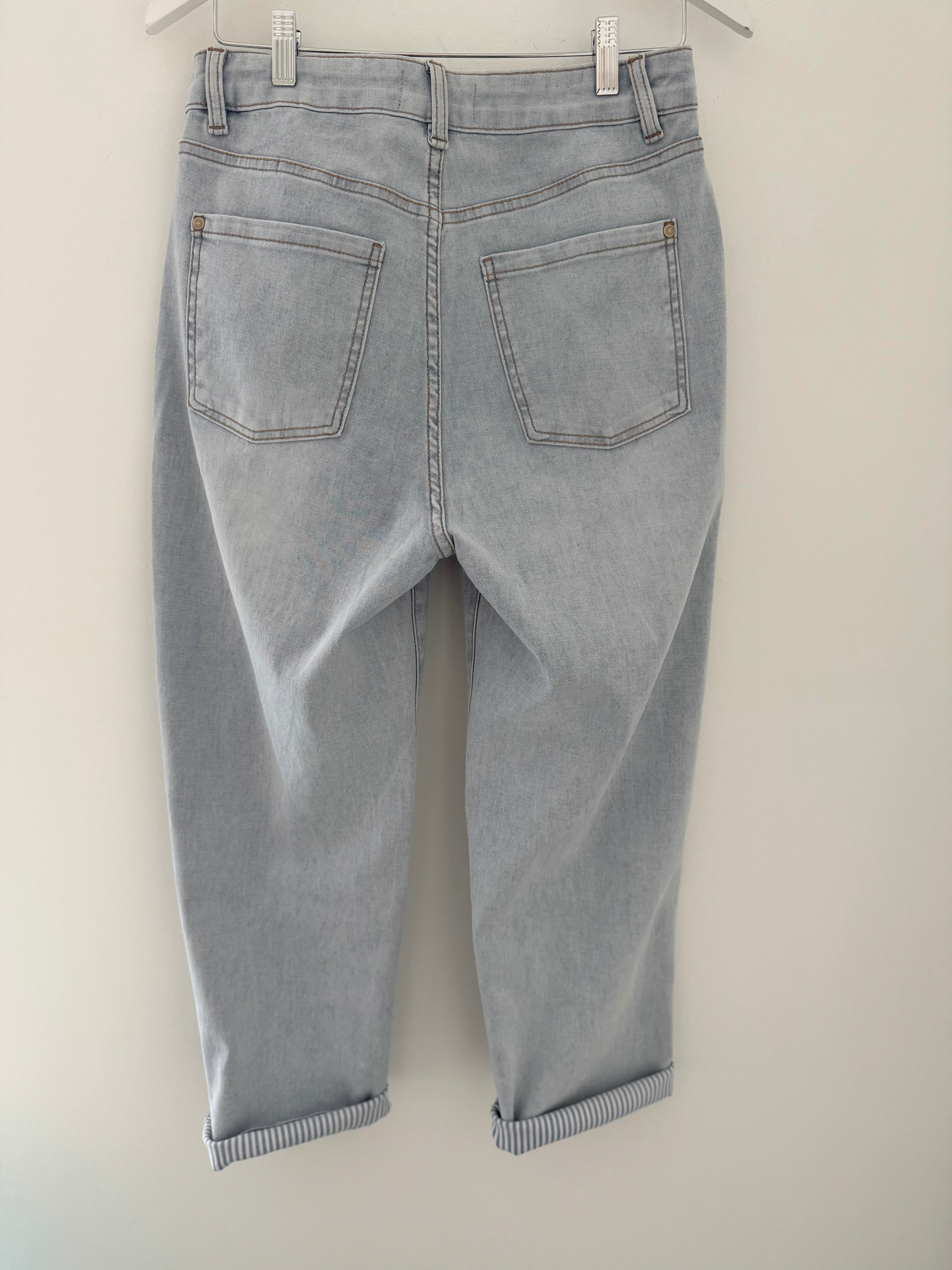 Slim Stretch Boyfriend Jeans in Light Denim