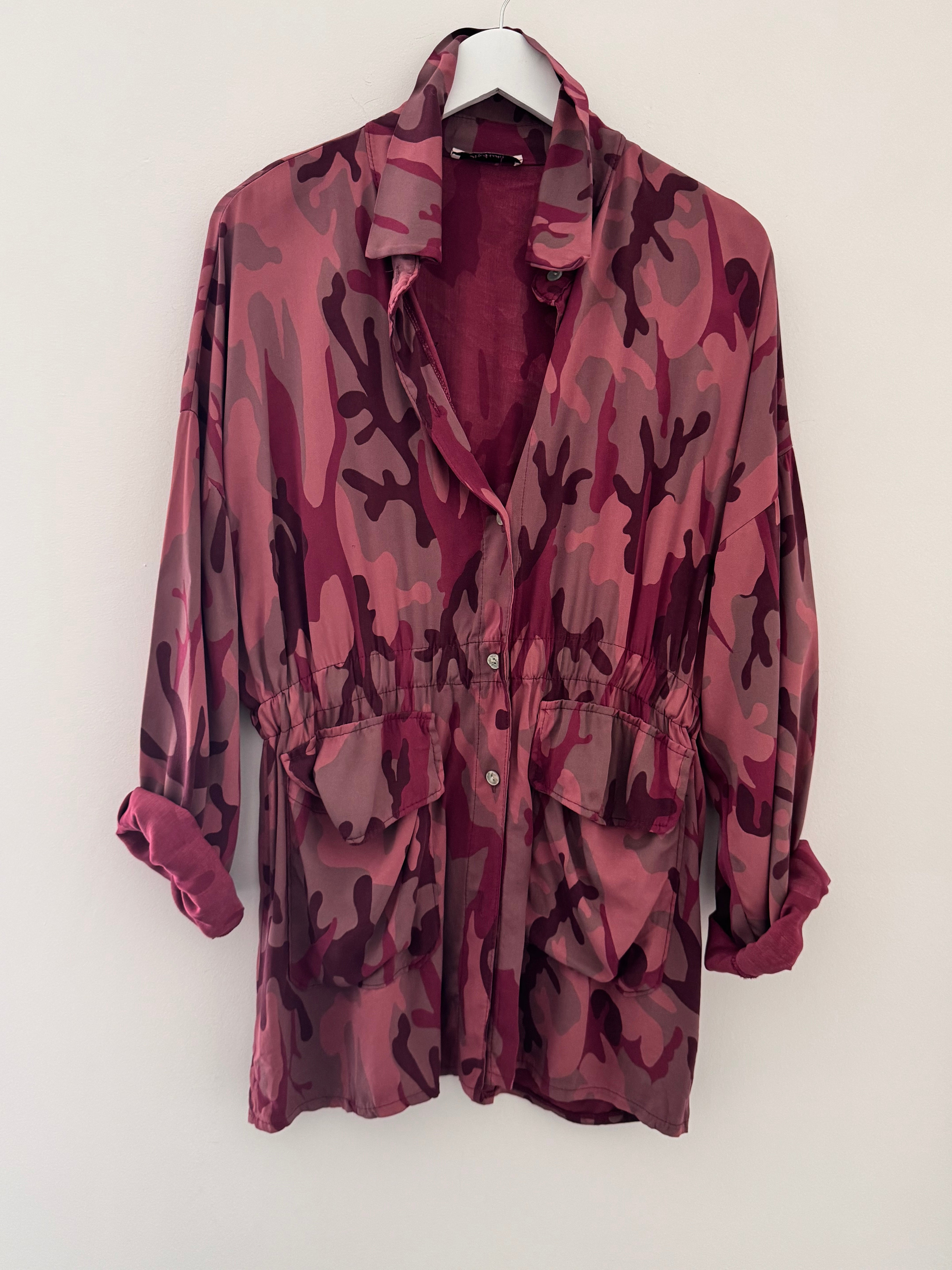 Light Camo Shacket in Plum & Berry