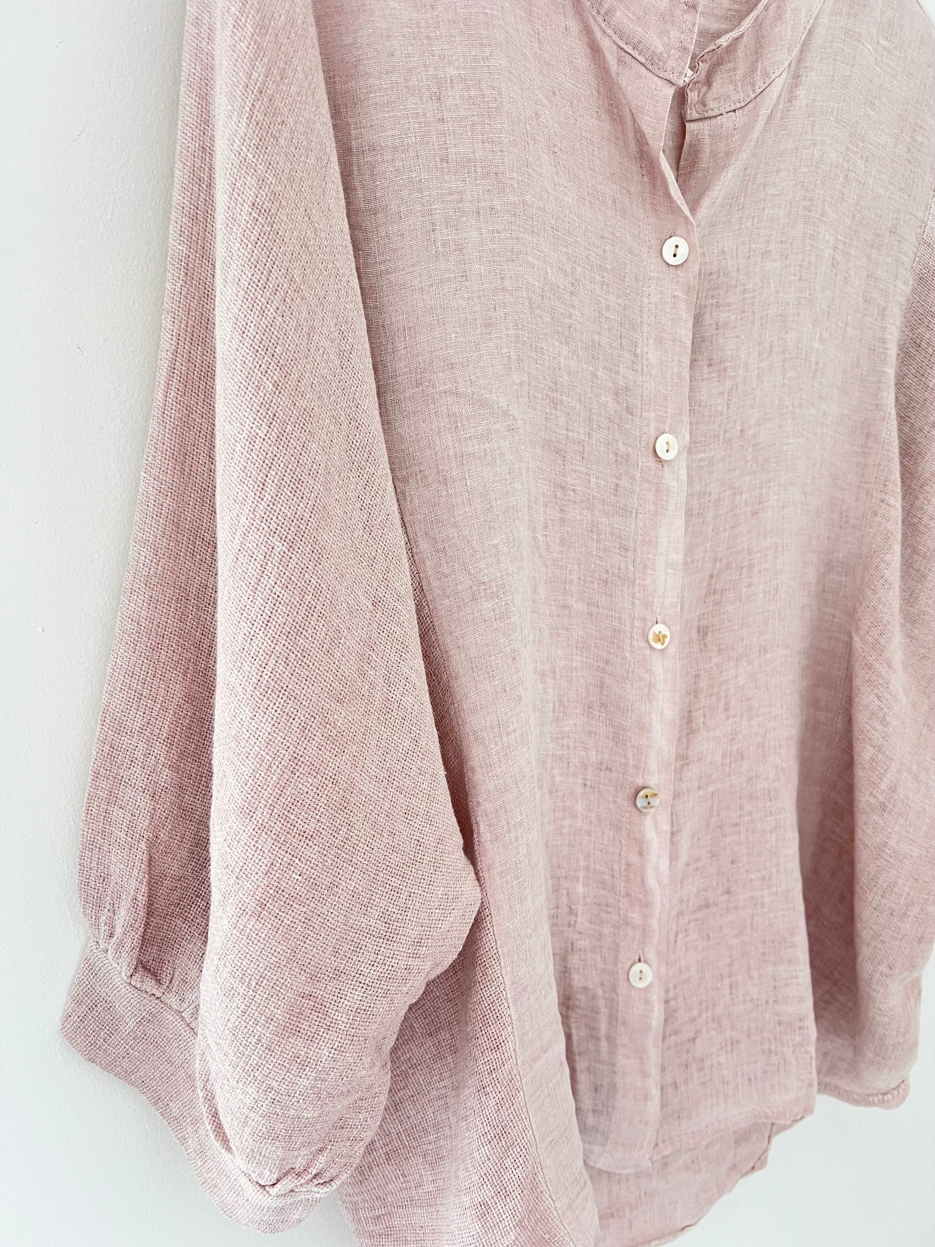 Linen & Cotton Shirt in Soft Pink
