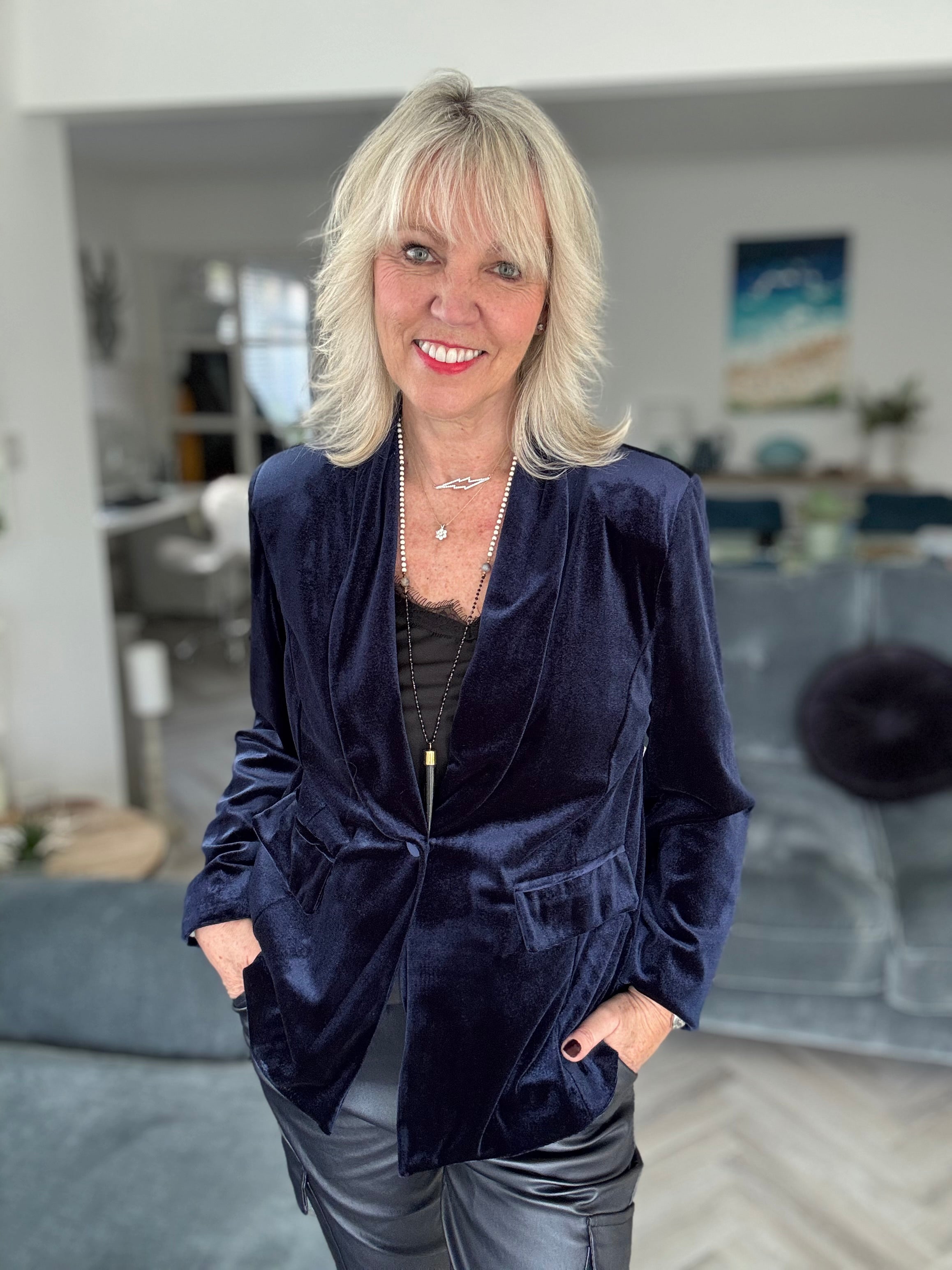 Velvet Jacket in Midnight Blue