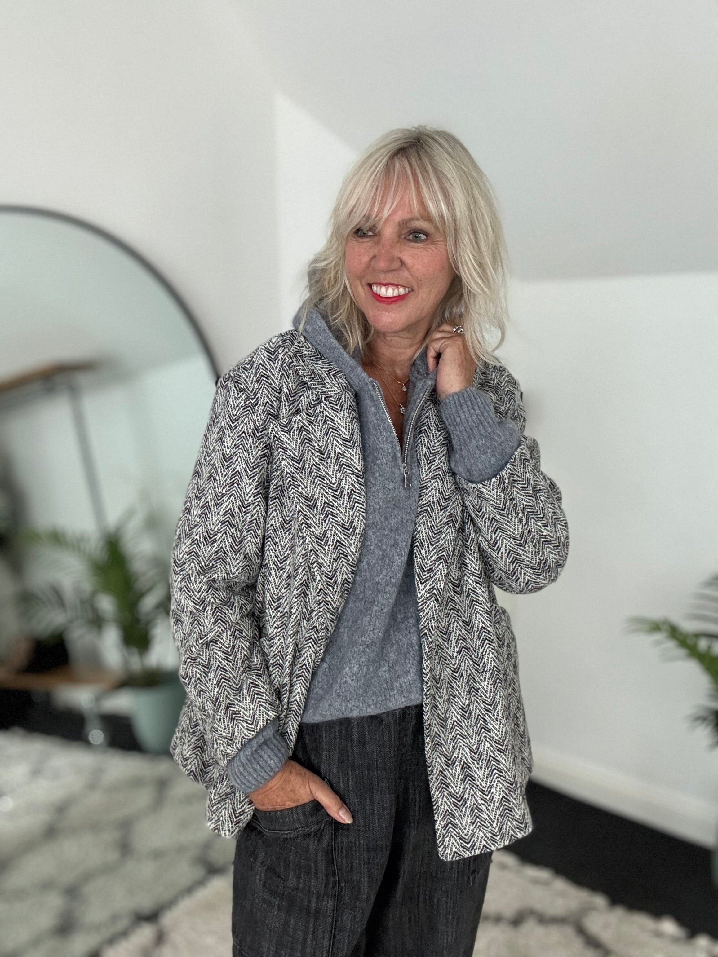 Hooded Mohair Jumper in Charcoal