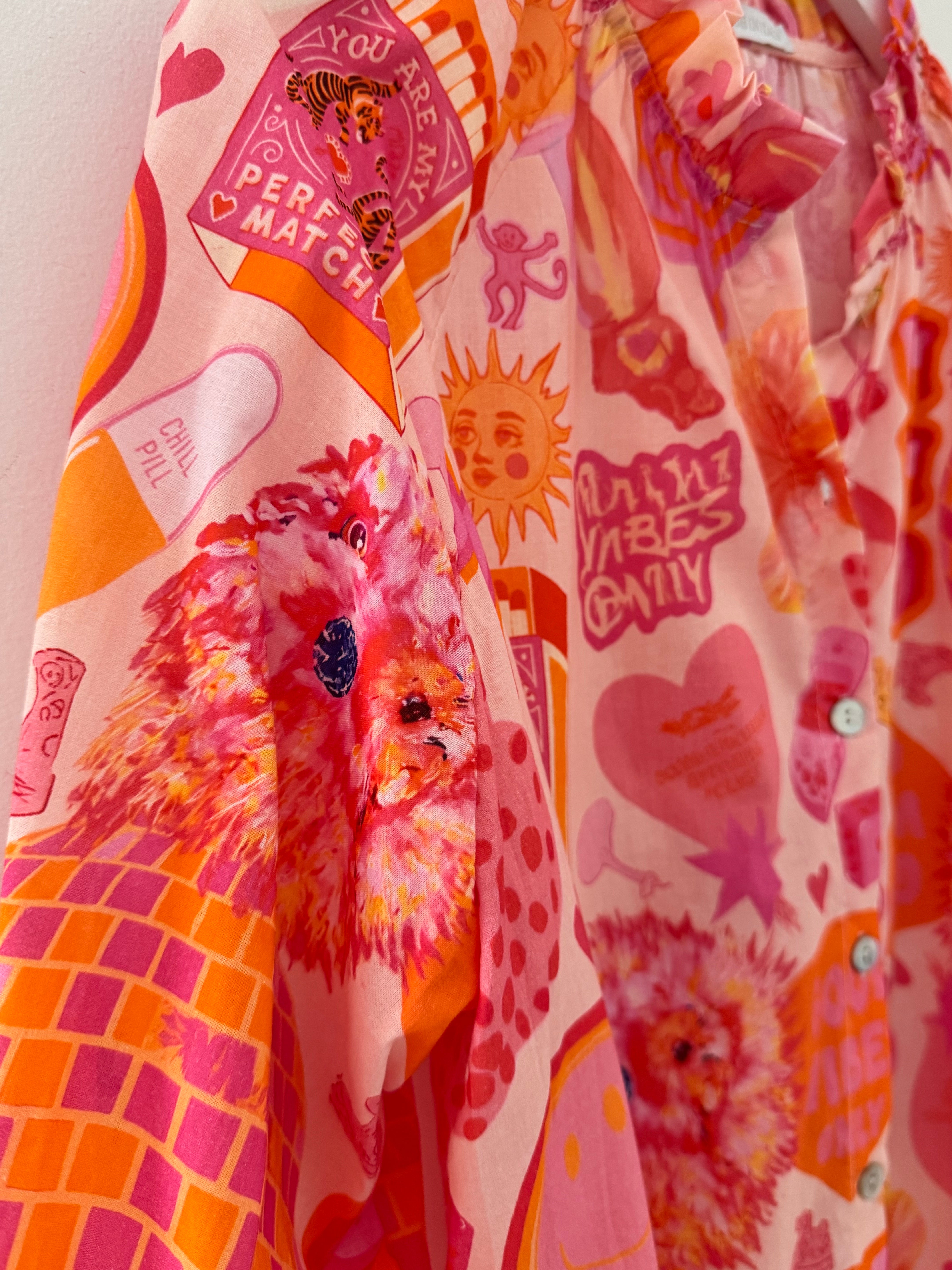 Striking Blouse in Pink & Orange