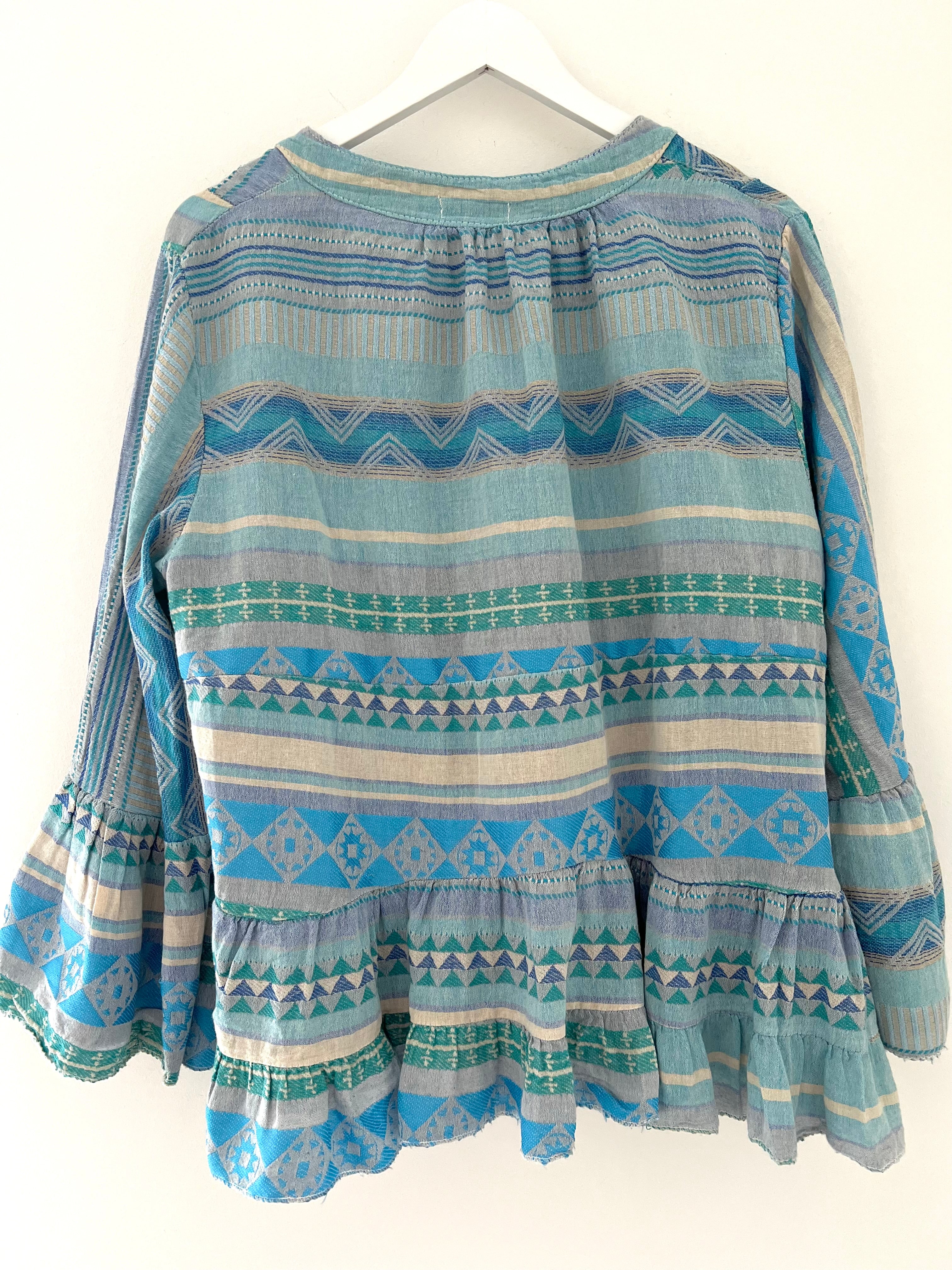 Embroidered Top in Blue & Turquoise