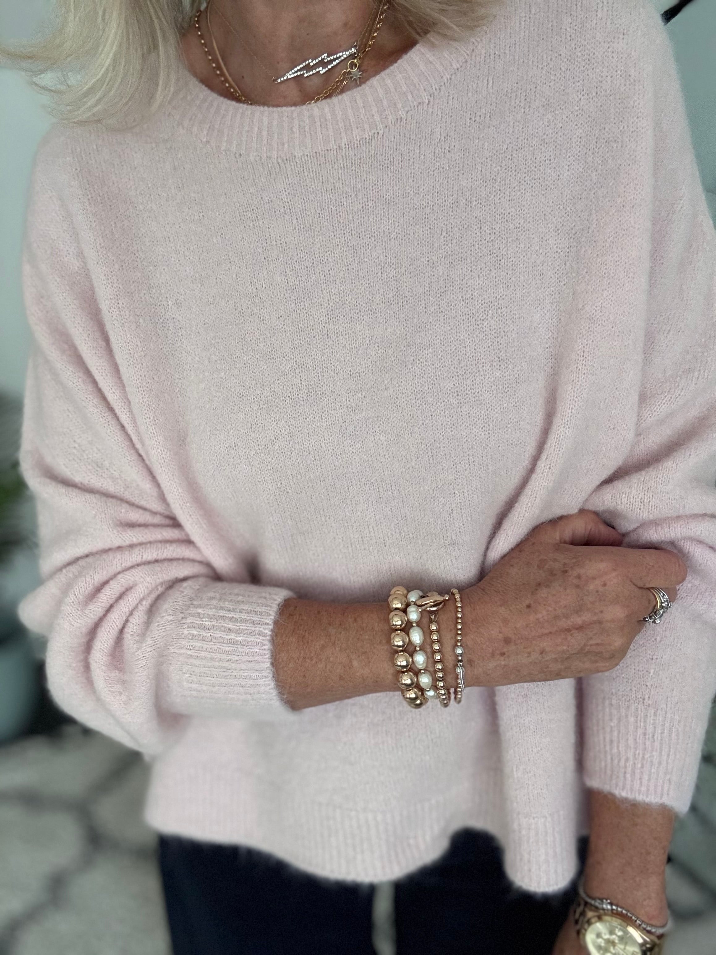 Luxe Slouchy Alpaca Jumper in Soft Pink