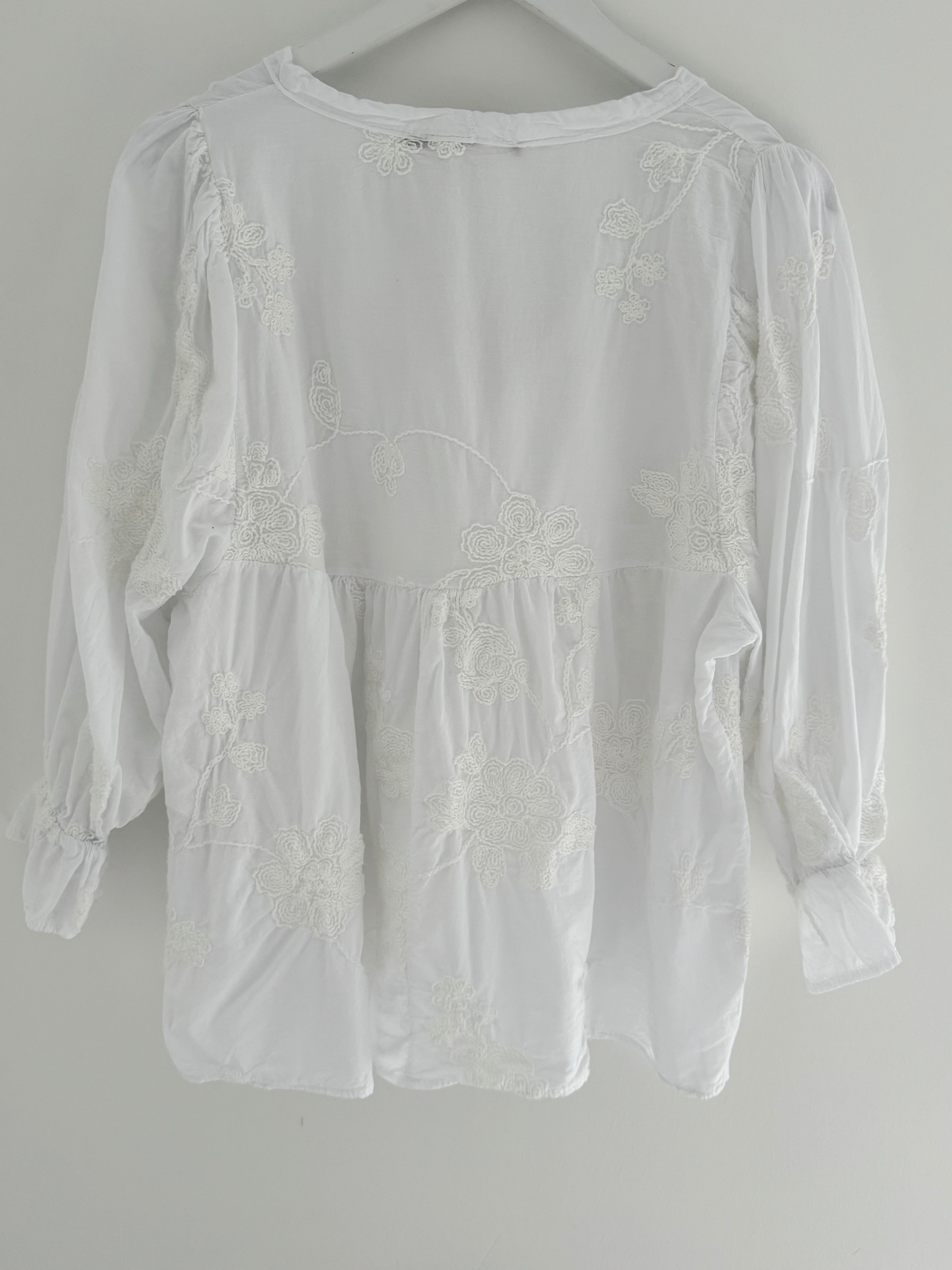 Luxe Embroidered Blouse in White